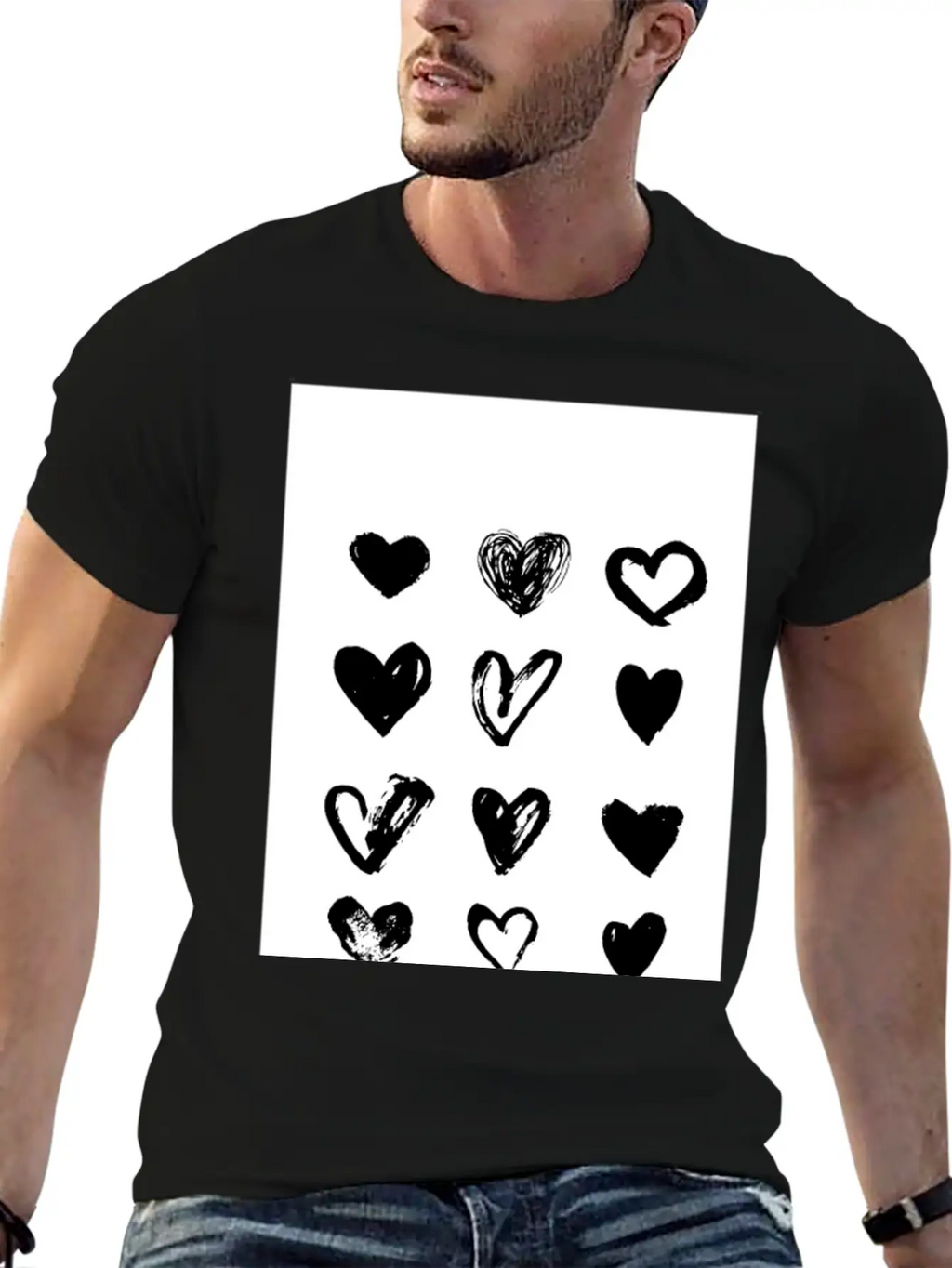 Black Hearts - Paint Breathable Soft Cotton T-Shirt – Timeless Casual Look