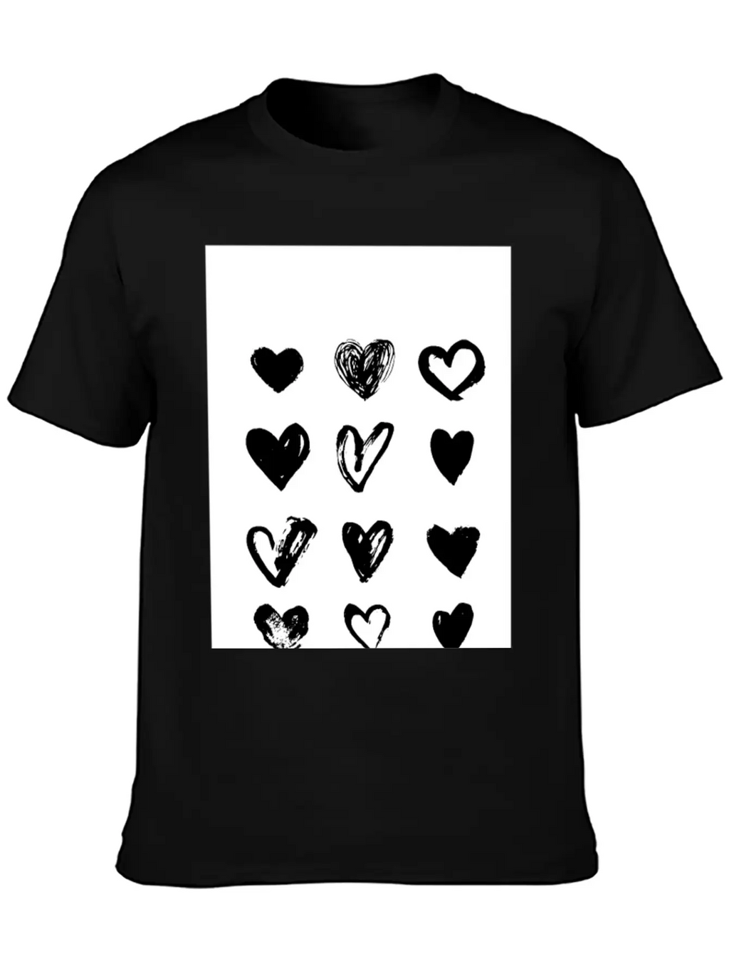 Black Hearts - Paint Breathable Soft Cotton T-Shirt – Timeless Casual Look