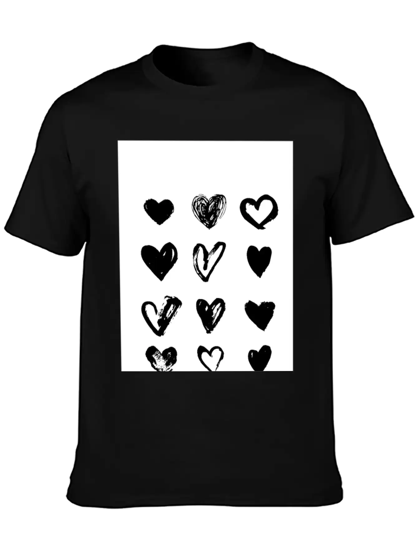 Black Hearts - Paint Breathable Soft Cotton T-Shirt – Timeless Casual Look