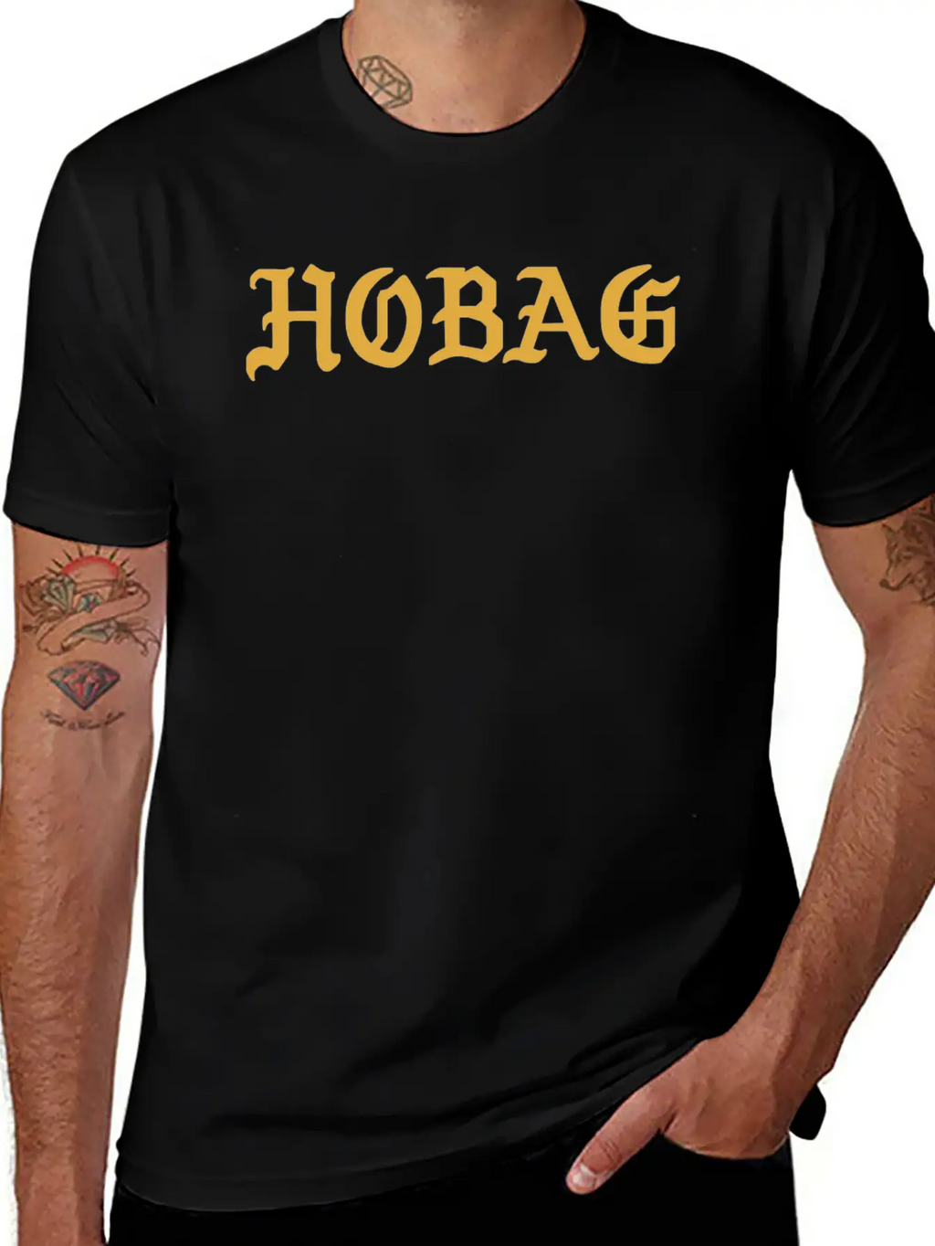 BLACK - HOBAG LETTERING Unisex Casual T-Shirt – Clean Design For Daily Comfort