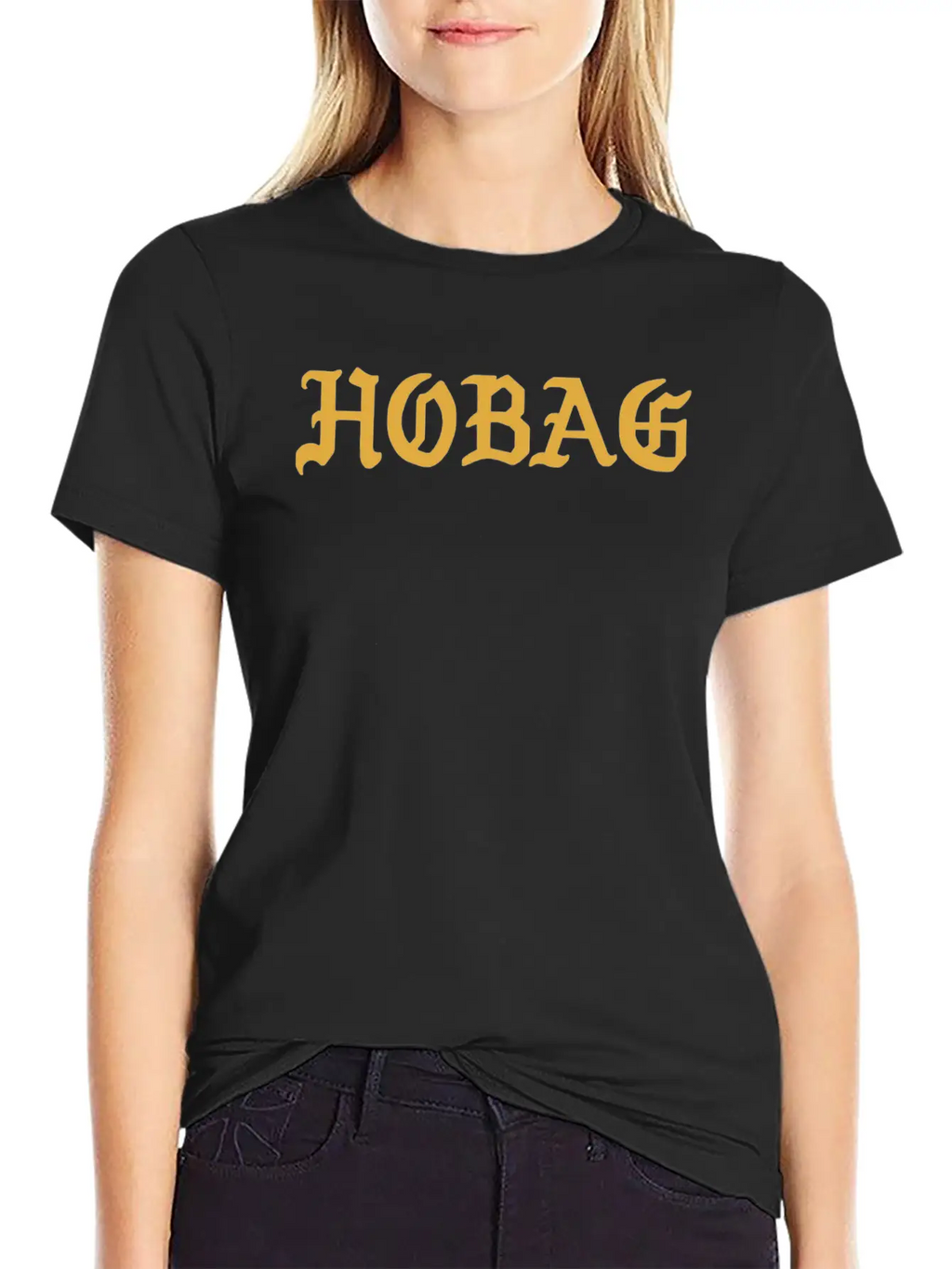BLACK - HOBAG LETTERING Unisex Casual T-Shirt – Clean Design For Daily Comfort