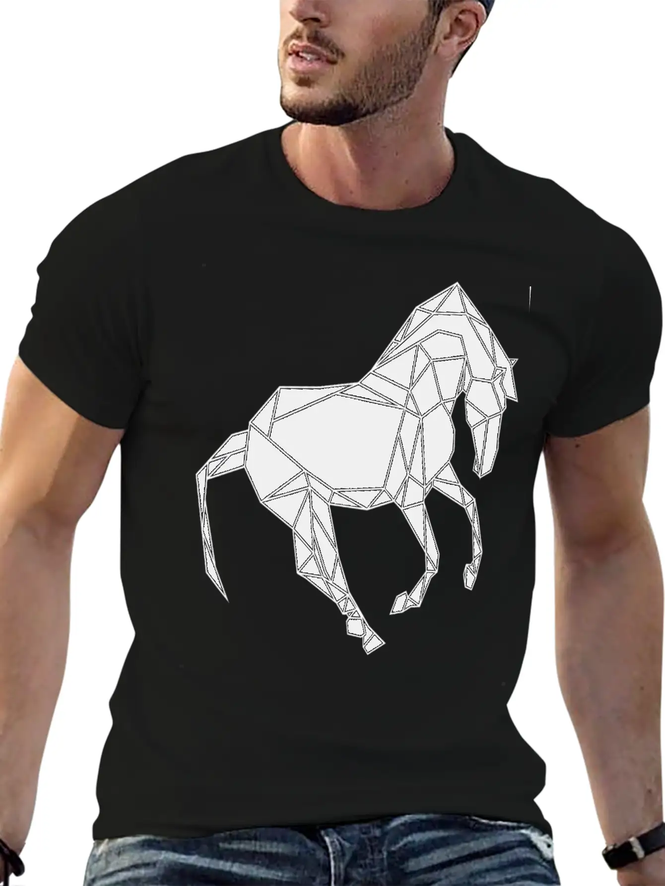 Black Horse Breathable Soft Cotton T-Shirt – Timeless Casual Look