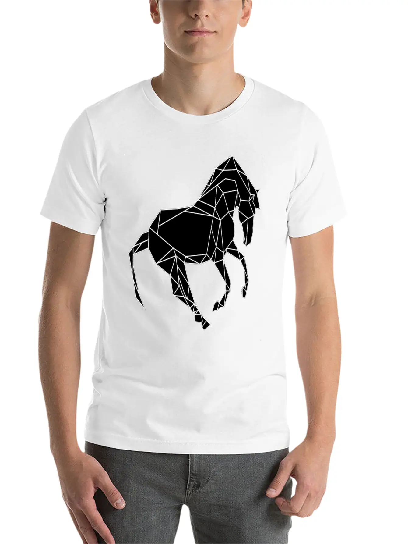 Black Horse Unisex Short Sleeve Soft Cotton T-Shirt – Casual Everyday Wear