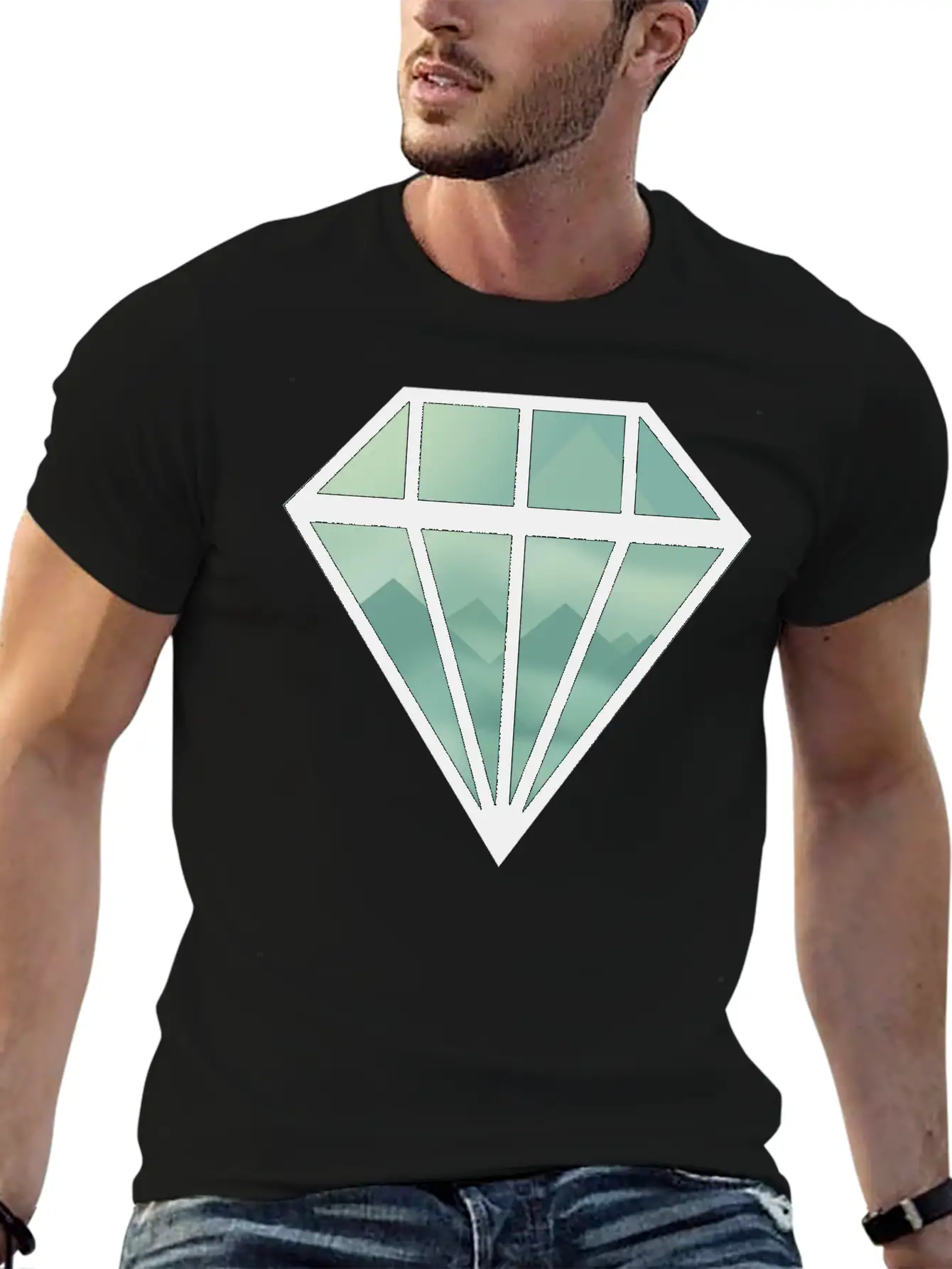 Black Indie Diamond Unisex Casual T-Shirt – Clean Design For Daily Comfort
