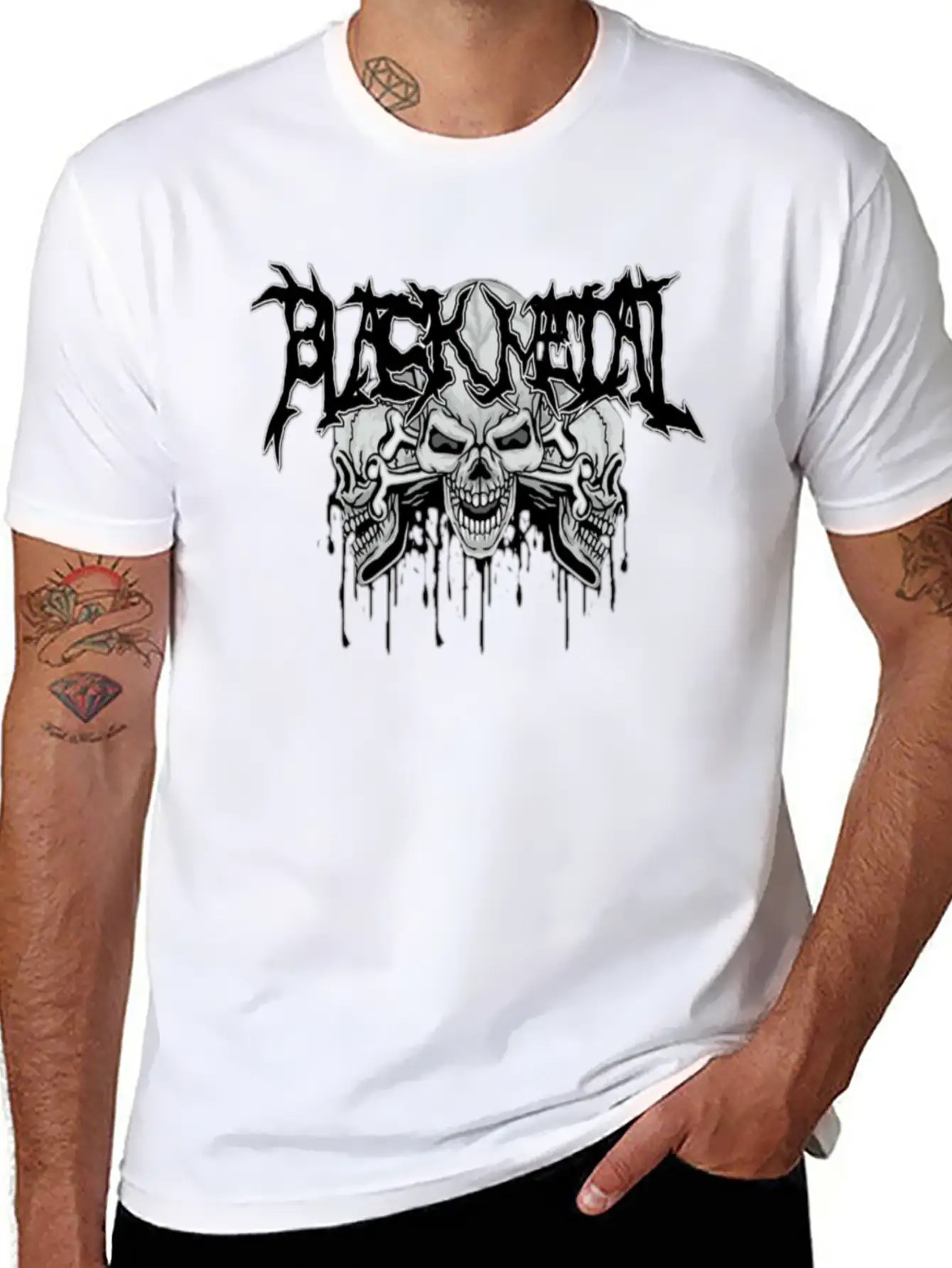 Black Metal Skulls Unisex Casual T-Shirt – Clean Design For Daily Comfort
