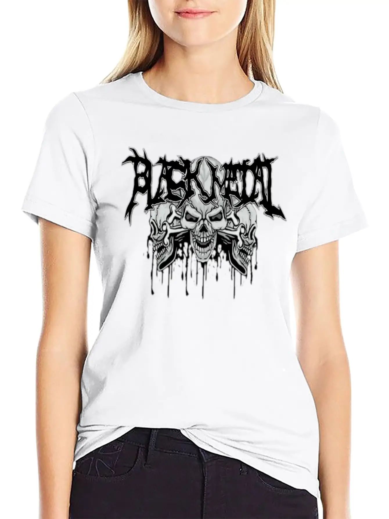 Black Metal Skulls Unisex Casual T-Shirt – Clean Design For Daily Comfort