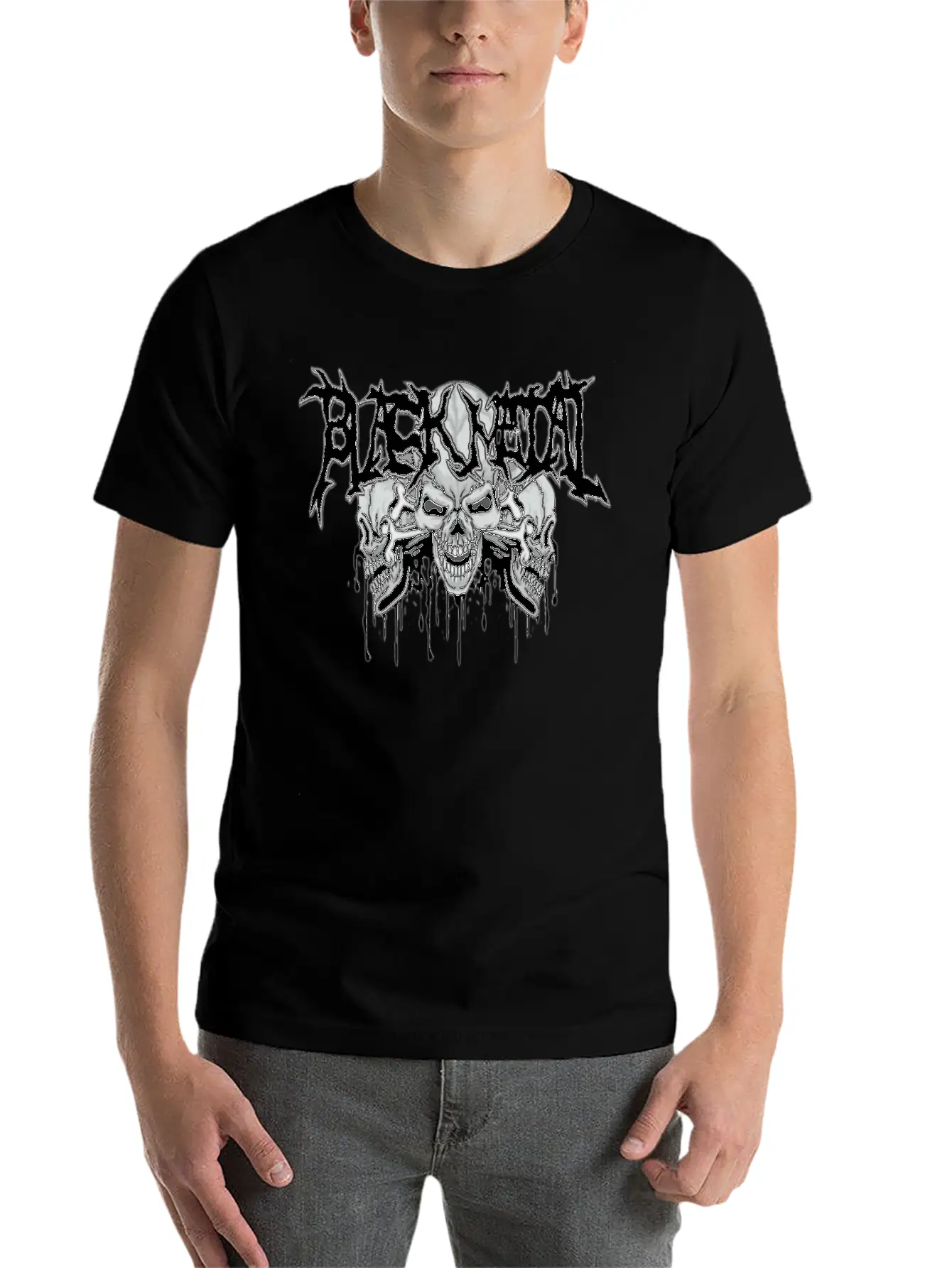 Black Metal Skulls Unisex Casual T-Shirt – Clean Design For Daily Comfort