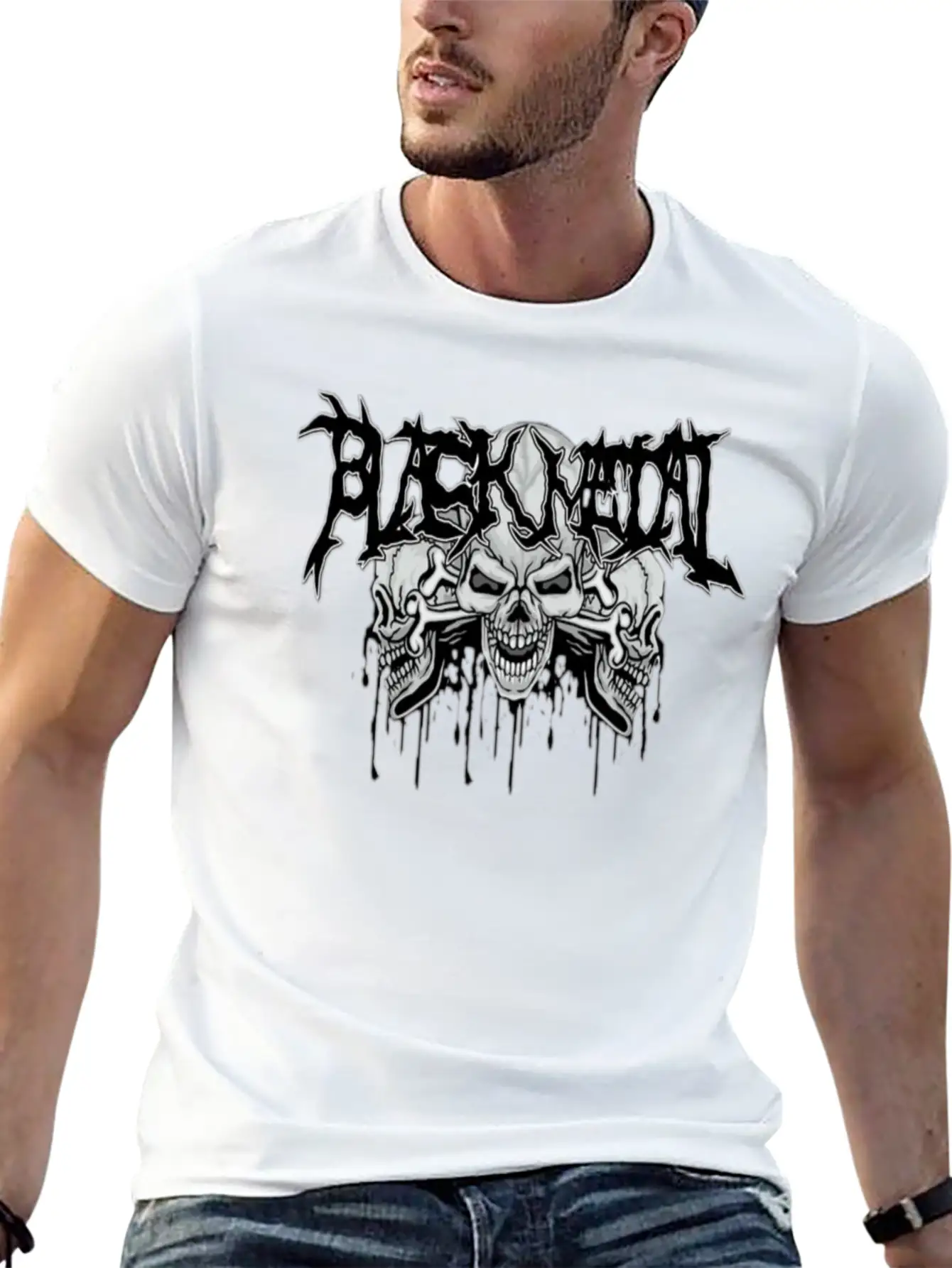 Black Metal Skulls Unisex Casual T-Shirt – Clean Design For Daily Comfort