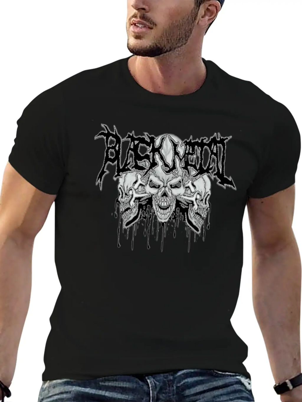 Black Metal Skulls Unisex Casual T-Shirt – Clean Design For Daily Comfort