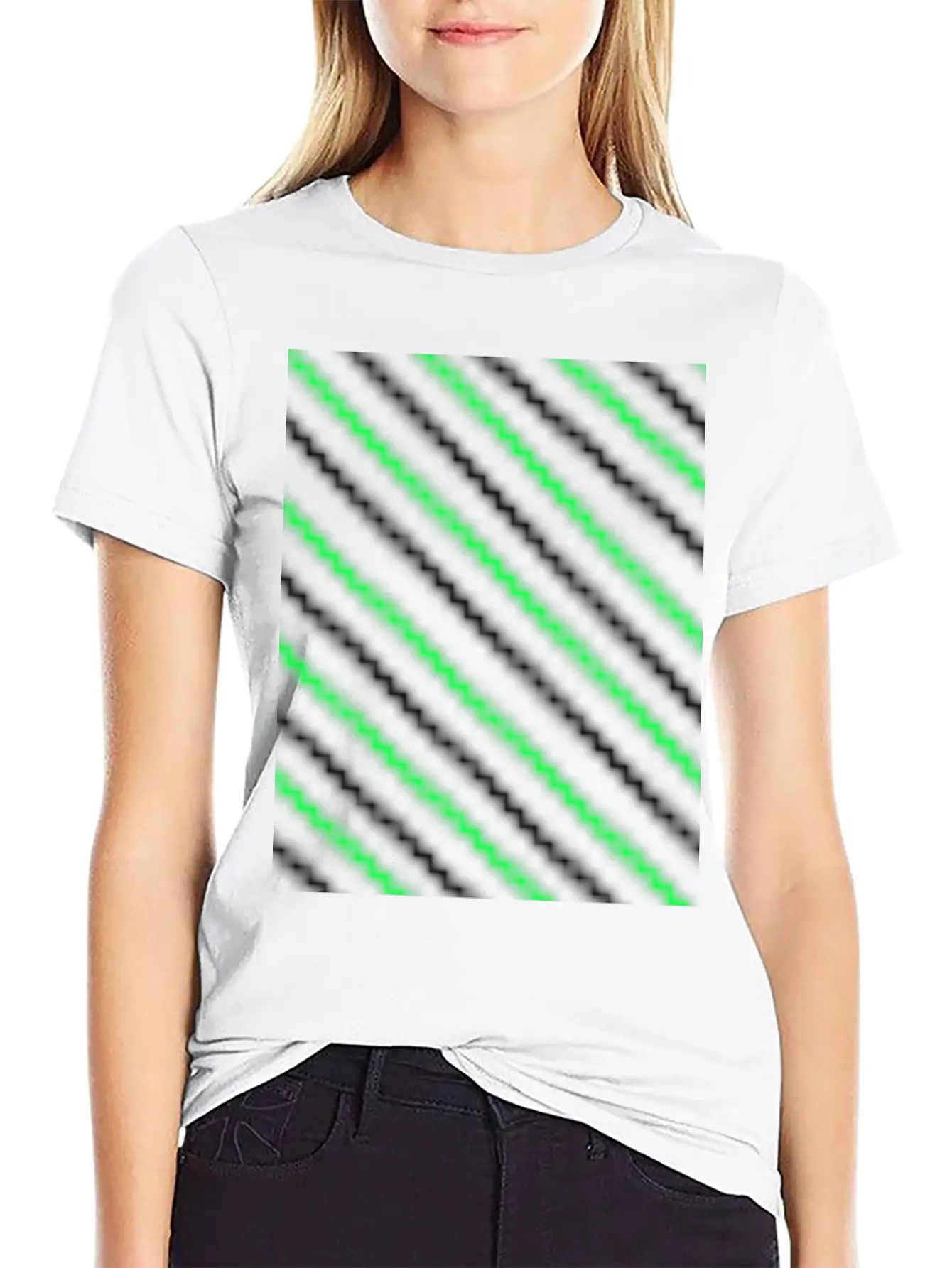 Black Neon Green Pattern Essential Cotton Tee For Daily Outfits – Unisex Style
