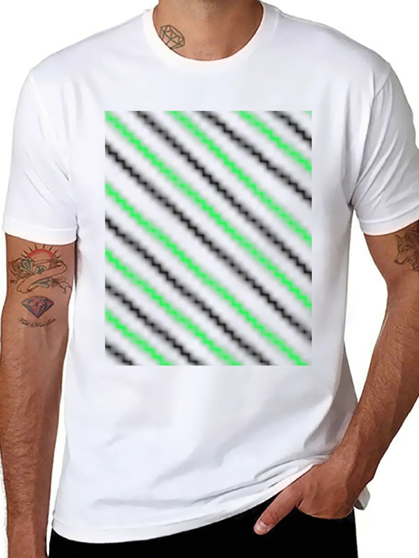 Black Neon Green Pattern Essential Cotton Tee For Daily Outfits – Unisex Style