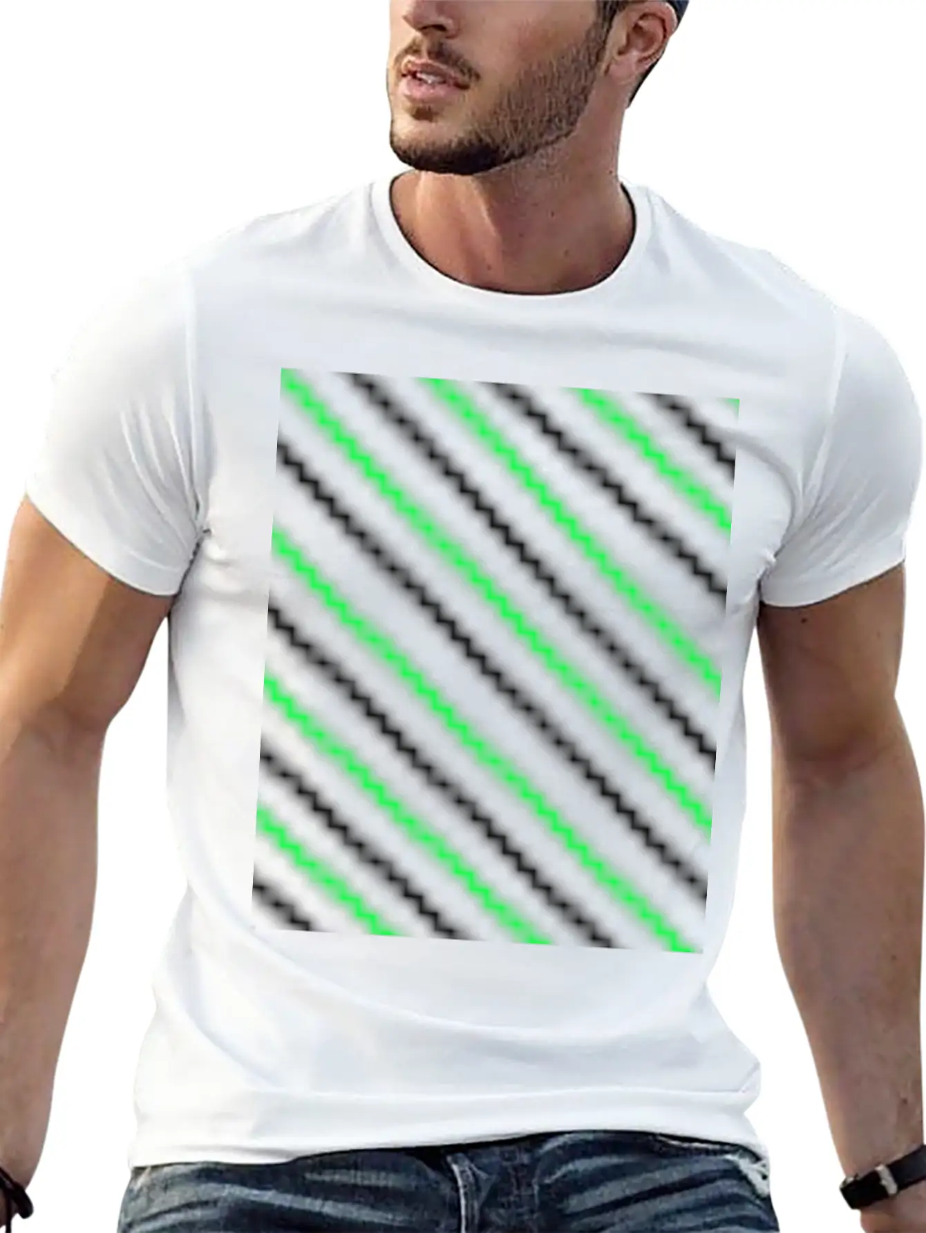 Black Neon Green Pattern Essential Cotton Tee For Daily Outfits – Unisex Style