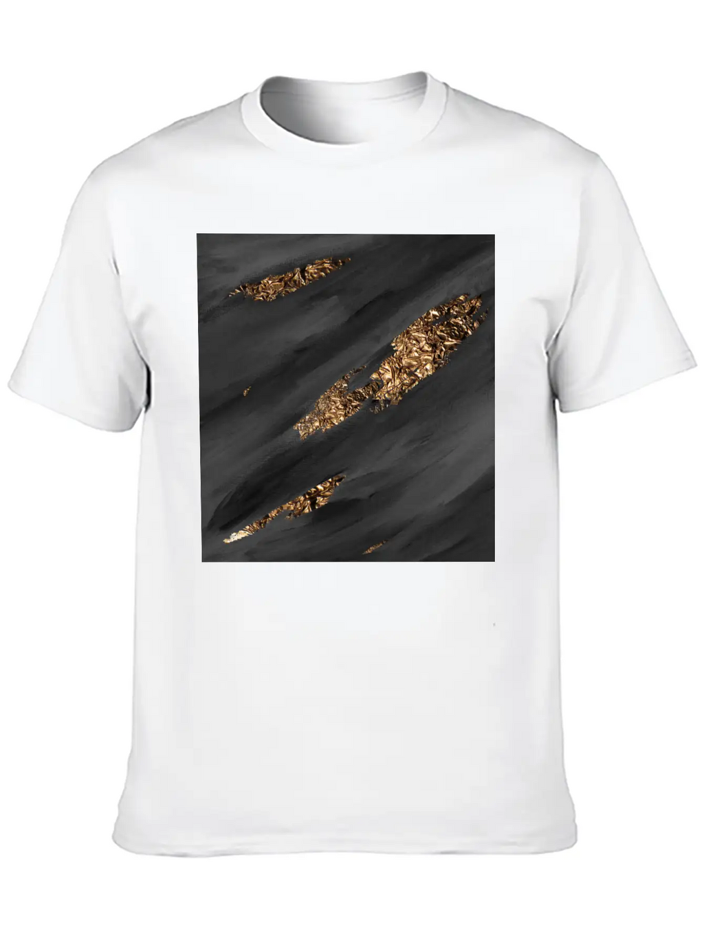 Black Paint Brushstrokes Gold Foil Unisex Casual T-Shirt – Clean Design For Daily Comfort