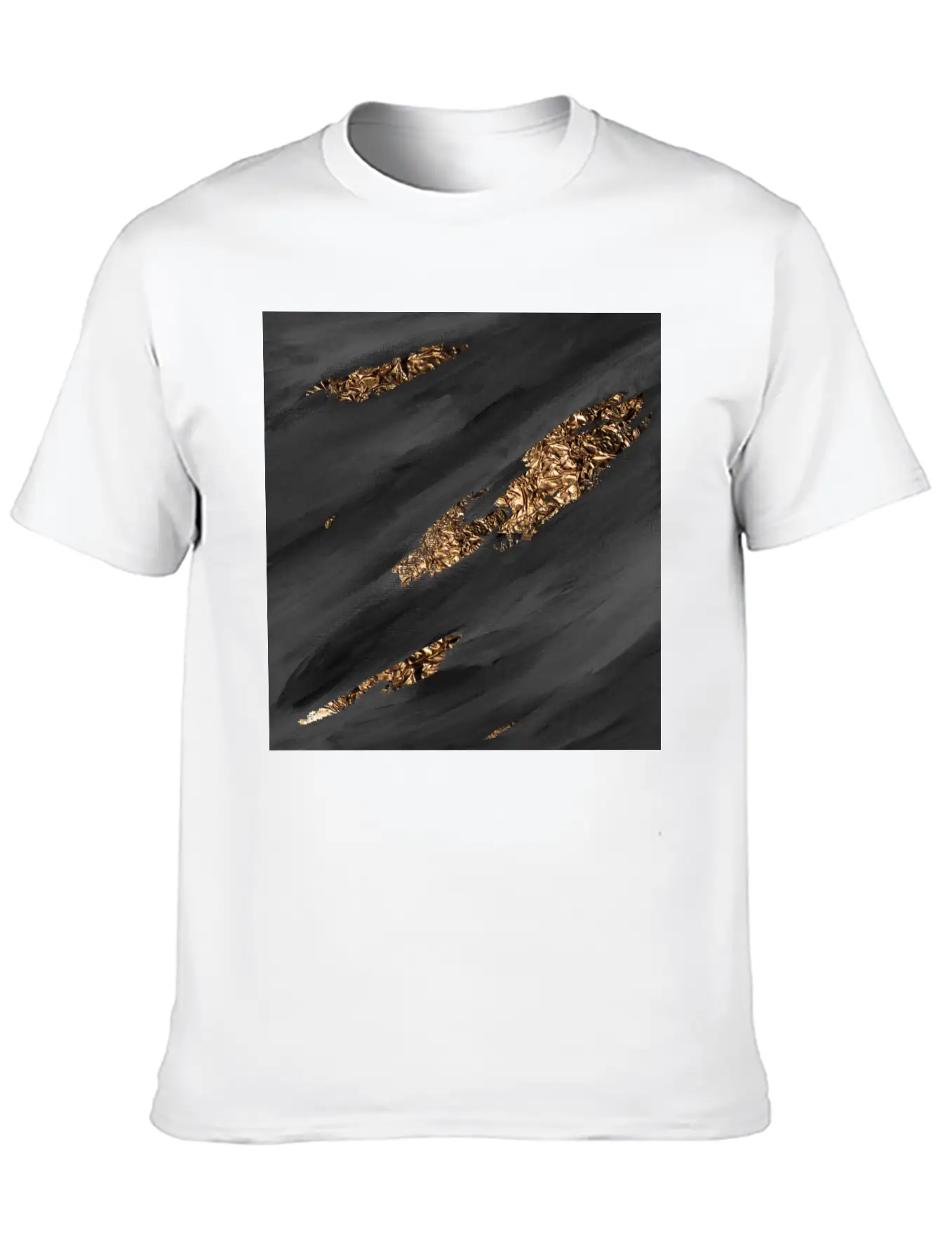 Black Paint Brushstrokes Gold Foil Unisex Casual T-Shirt – Clean Design For Daily Comfort