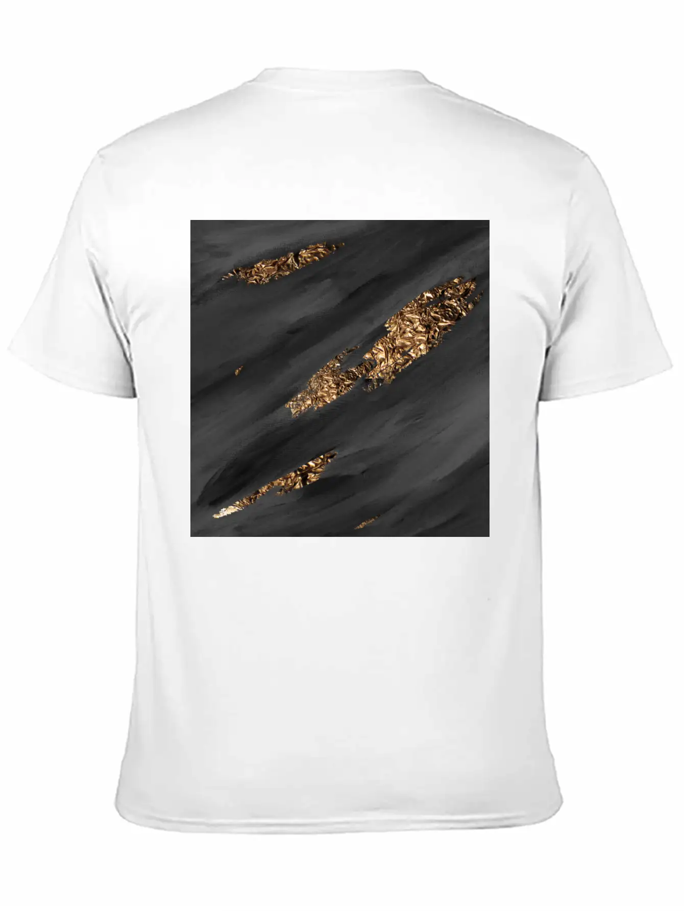 Black Paint Brushstrokes Gold Foil Unisex Casual T-Shirt – Clean Design For Daily Comfort