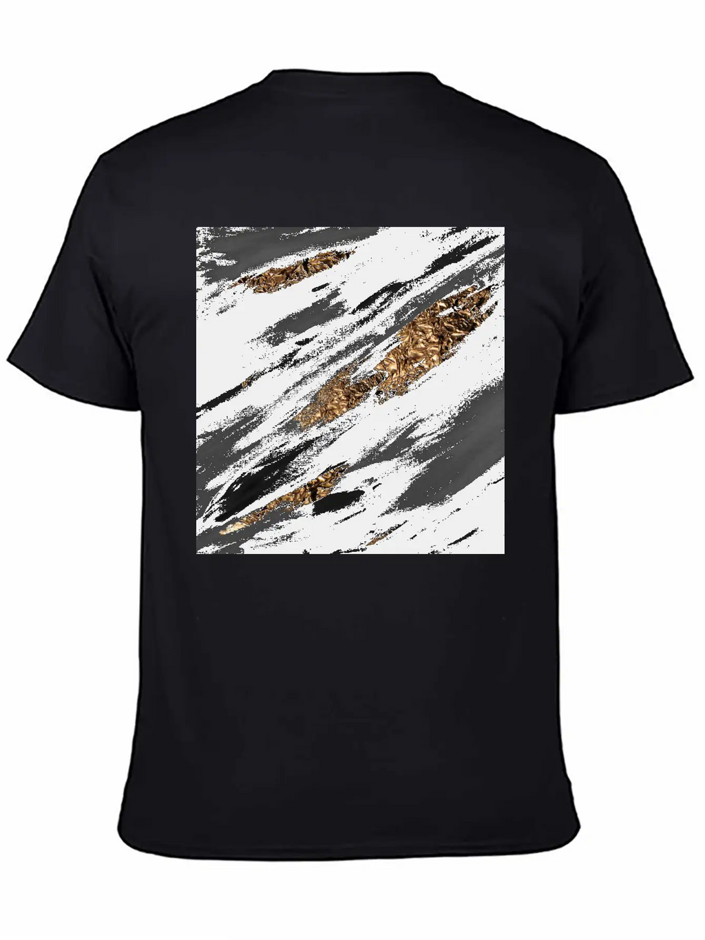 Black Paint Brushstrokes Gold Foil Unisex Casual T-Shirt – Clean Design For Daily Comfort