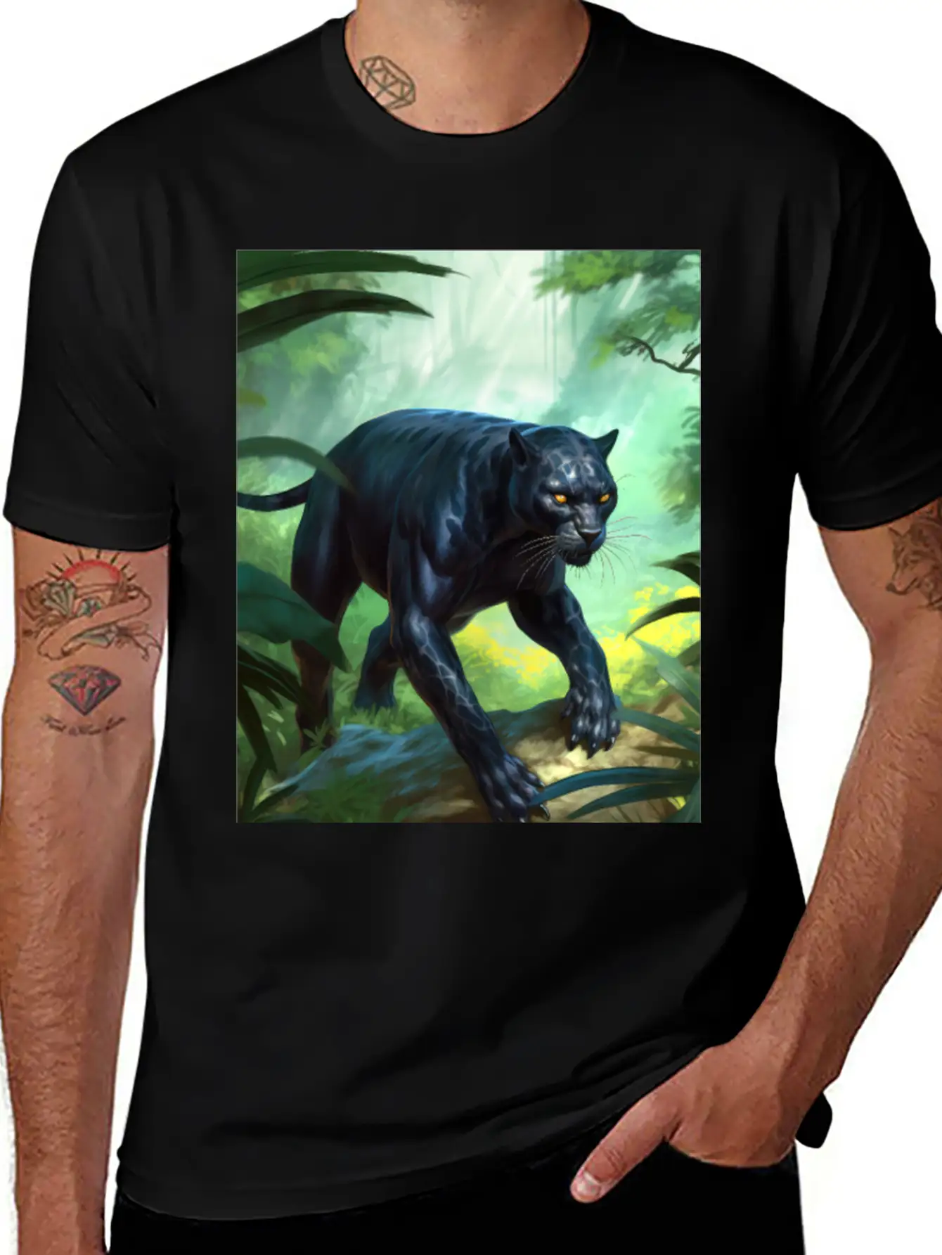 Black Panther In Action Classic Fit Graphic Tee For Daily Comfort – Unisex Cotton Shirt