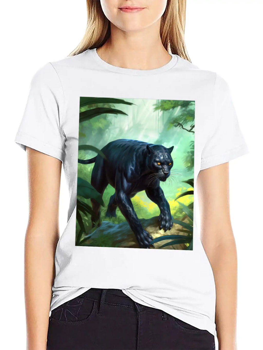 Black Panther In Action Classic Fit Graphic Tee For Daily Comfort – Unisex Cotton Shirt