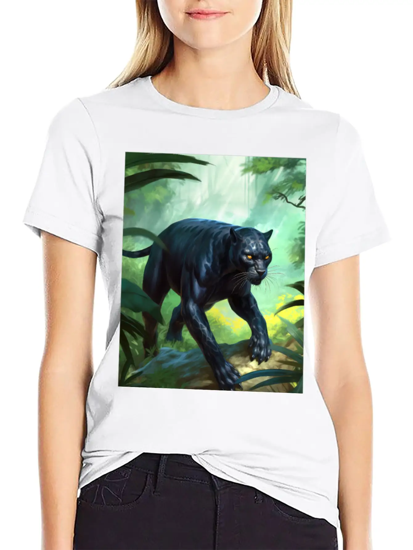 Black Panther In Action Classic Fit Graphic Tee For Daily Comfort – Unisex Cotton Shirt