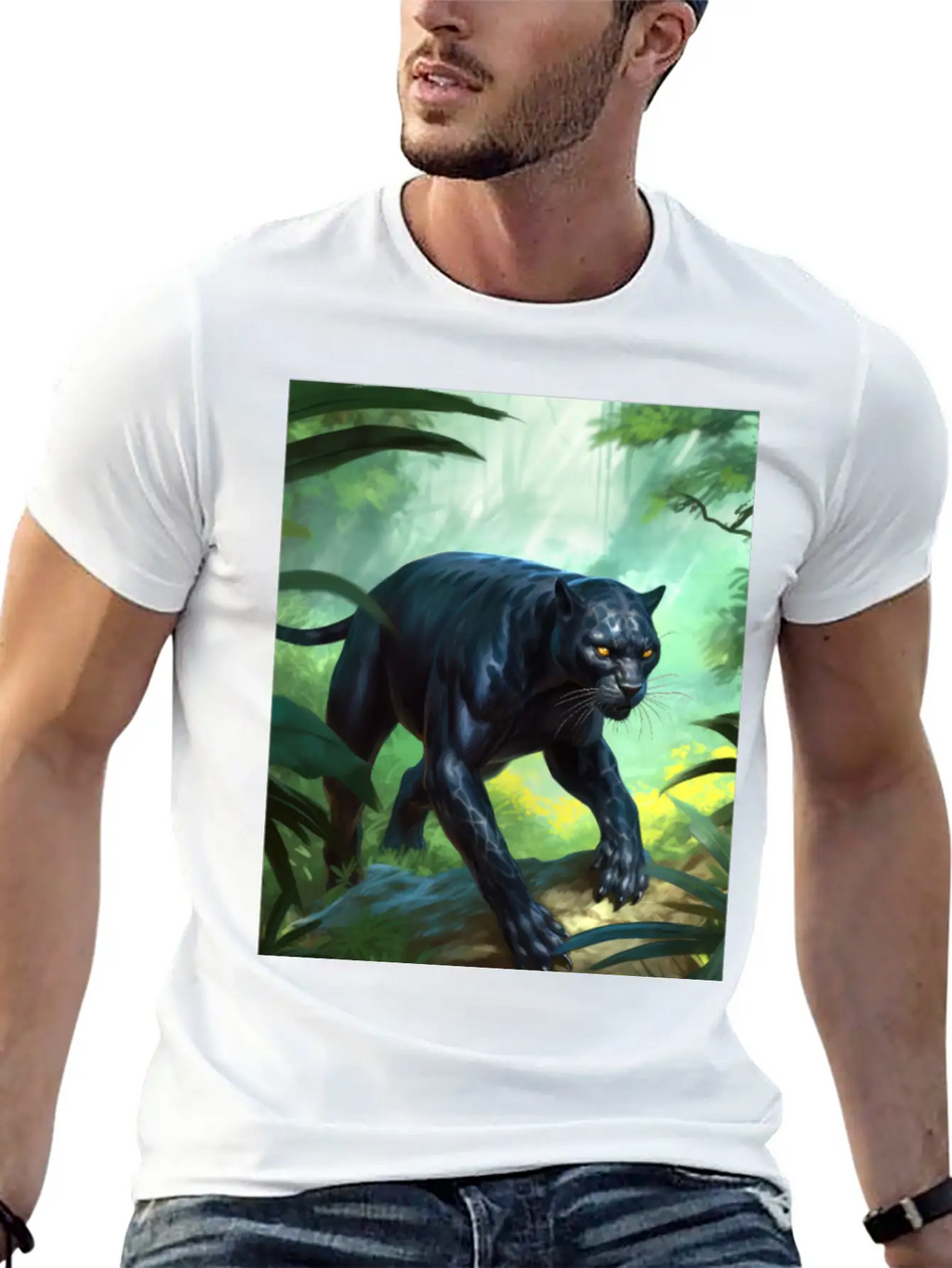 Black Panther In Action Classic Fit Graphic Tee For Daily Comfort – Unisex Cotton Shirt