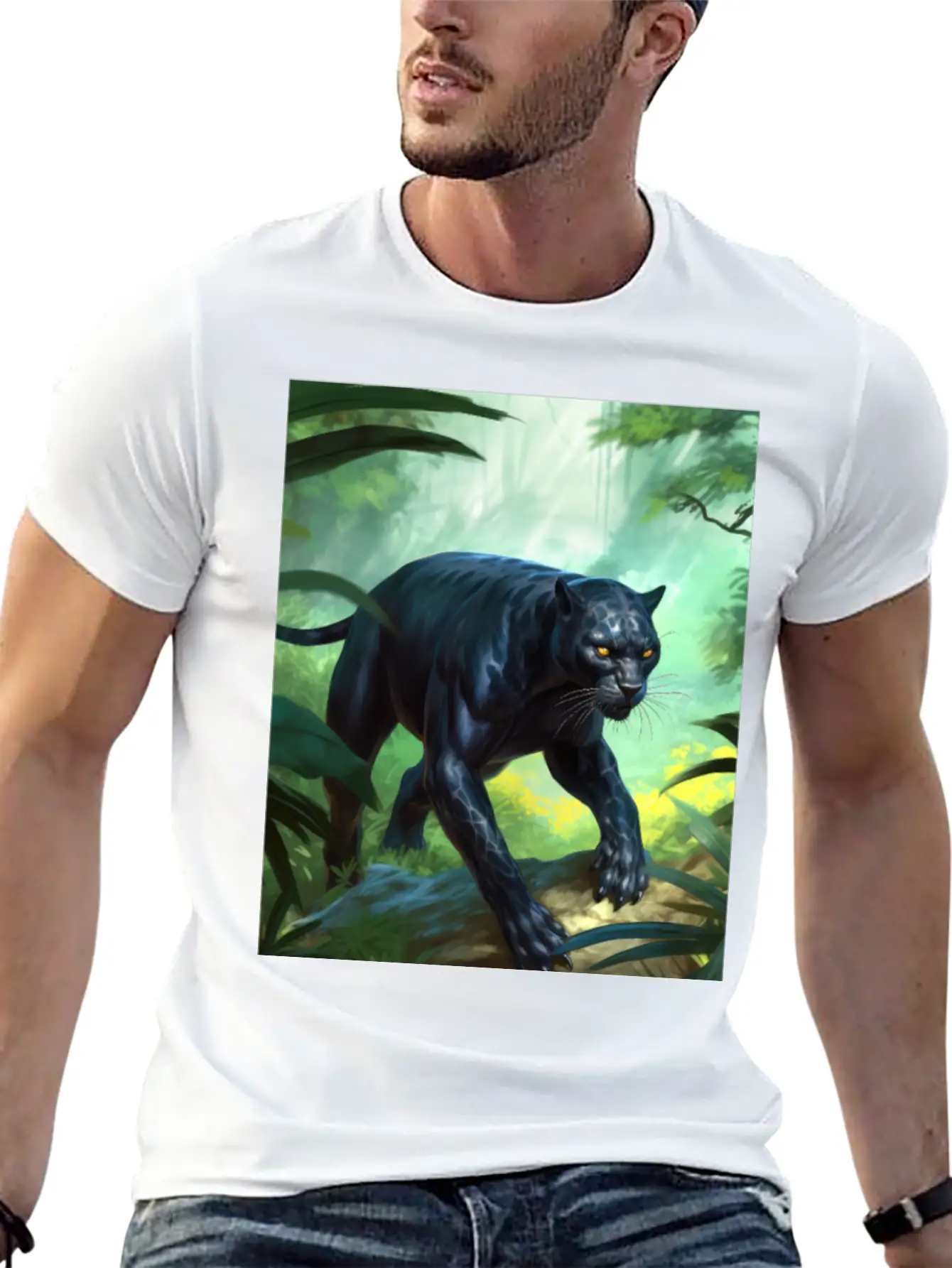 Black Panther In Action Classic Fit Graphic Tee For Daily Comfort – Unisex Cotton Shirt