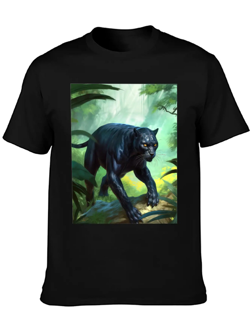 Black Panther In Action Classic Fit Graphic Tee For Daily Comfort – Unisex Cotton Shirt