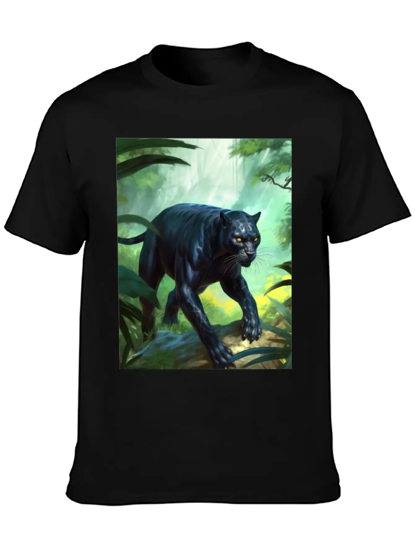 Black Panther In Action Classic Fit Graphic Tee For Daily Comfort – Unisex Cotton Shirt