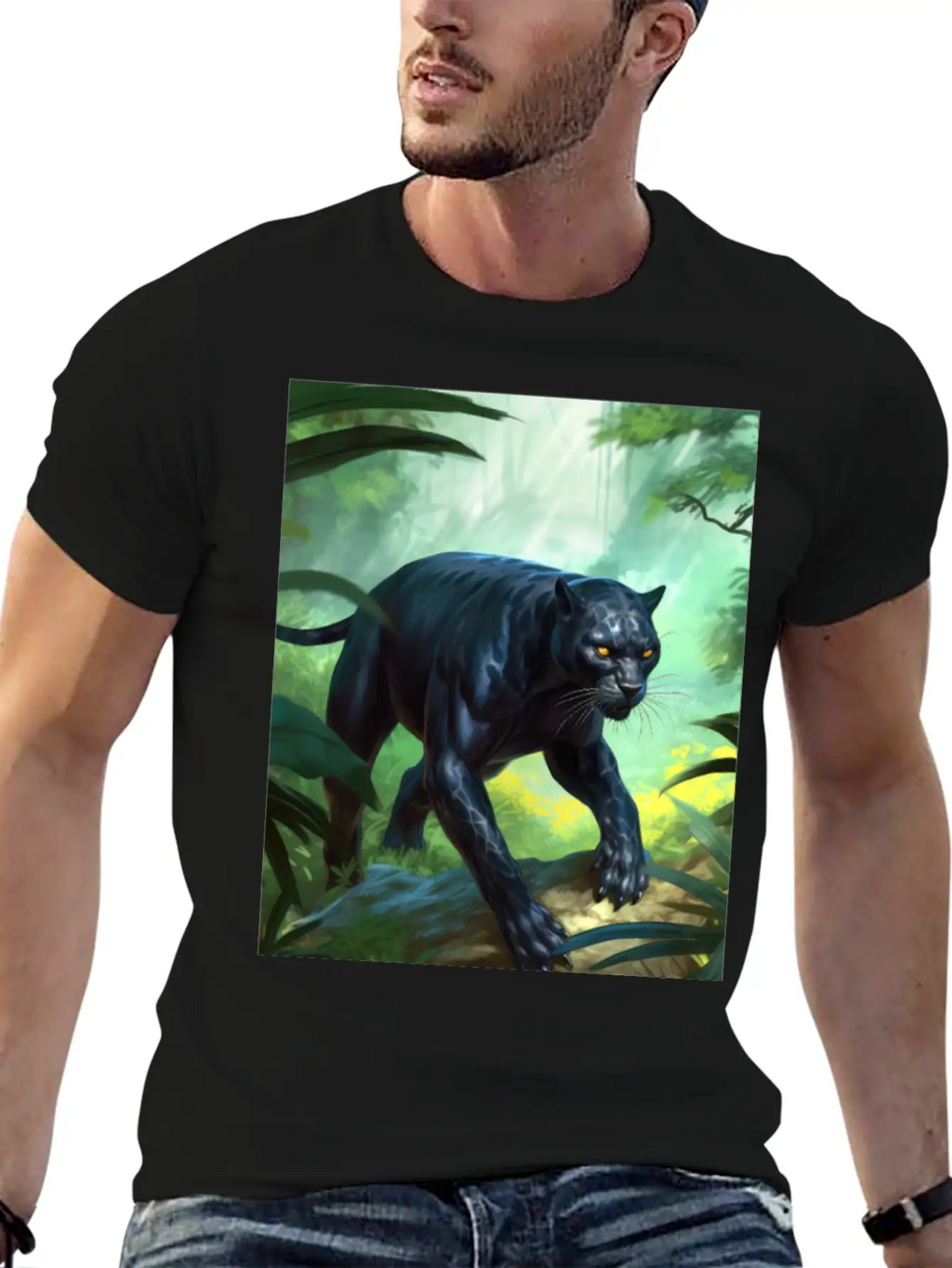 Black Panther In Action Classic Fit Graphic Tee For Daily Comfort – Unisex Cotton Shirt