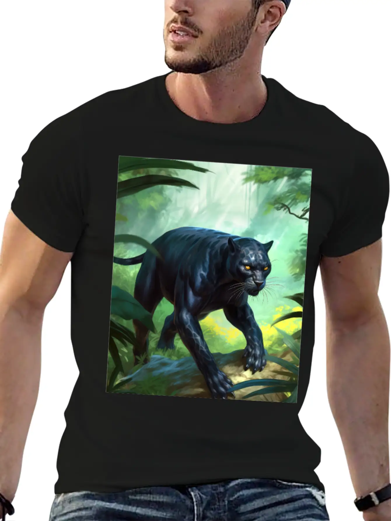 Black Panther In Action Classic Fit Graphic Tee For Daily Comfort – Unisex Cotton Shirt