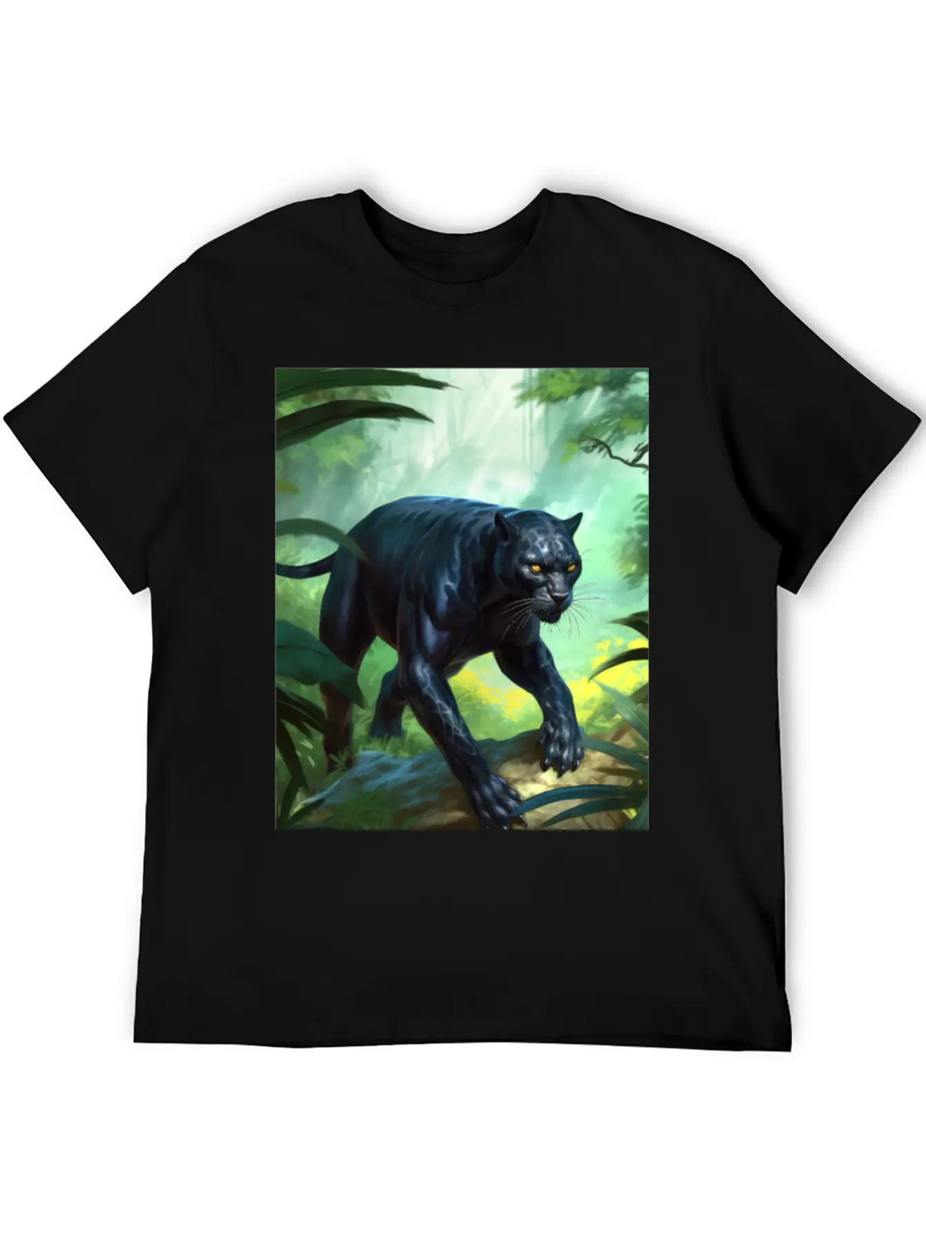 Black Panther In Action Classic Fit Graphic Tee For Daily Comfort – Unisex Cotton Shirt