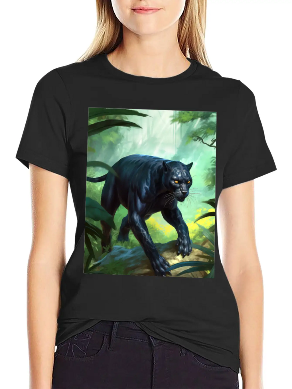 Black Panther In Action Classic Fit Graphic Tee For Daily Comfort – Unisex Cotton Shirt
