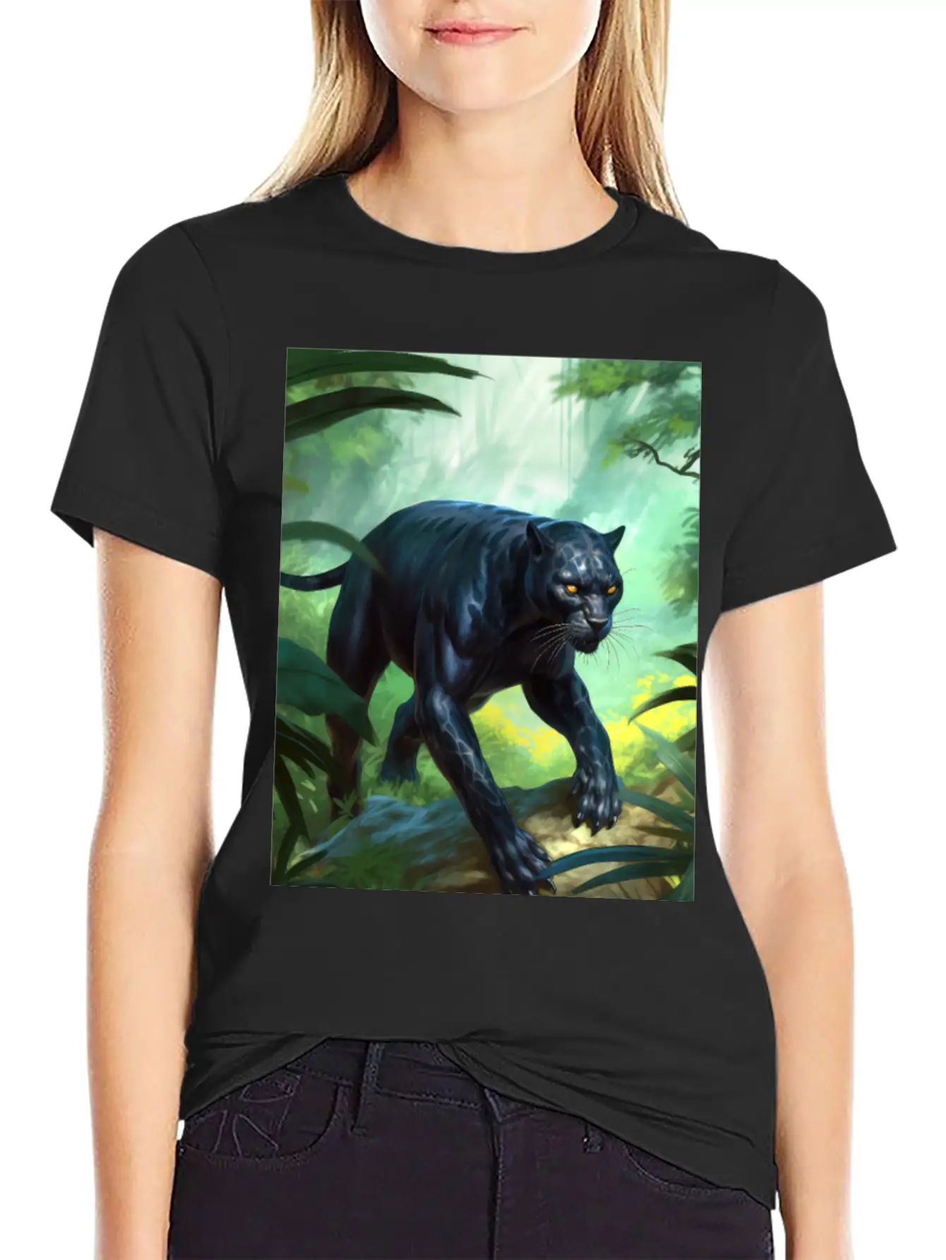 Black Panther In Action Classic Fit Graphic Tee For Daily Comfort – Unisex Cotton Shirt