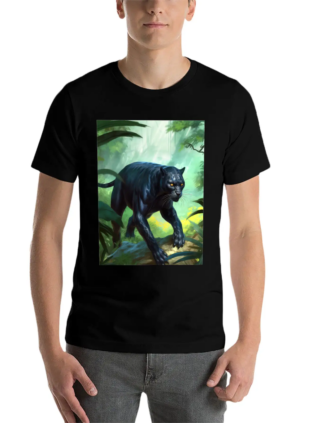 Black Panther In Action Classic Fit Graphic Tee For Daily Comfort – Unisex Cotton Shirt