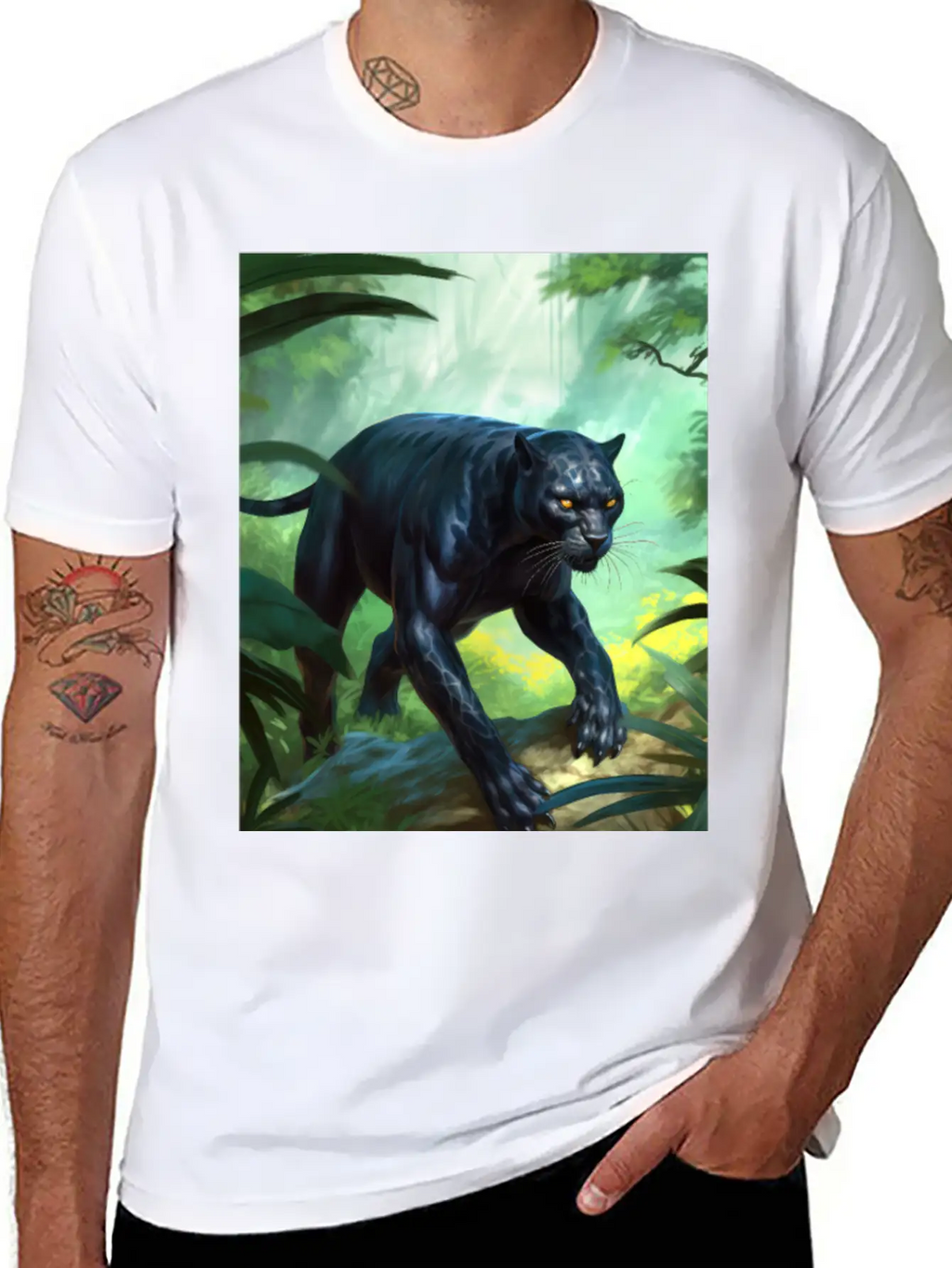 Black Panther In Action Classic Fit Graphic Tee For Daily Comfort – Unisex Cotton Shirt