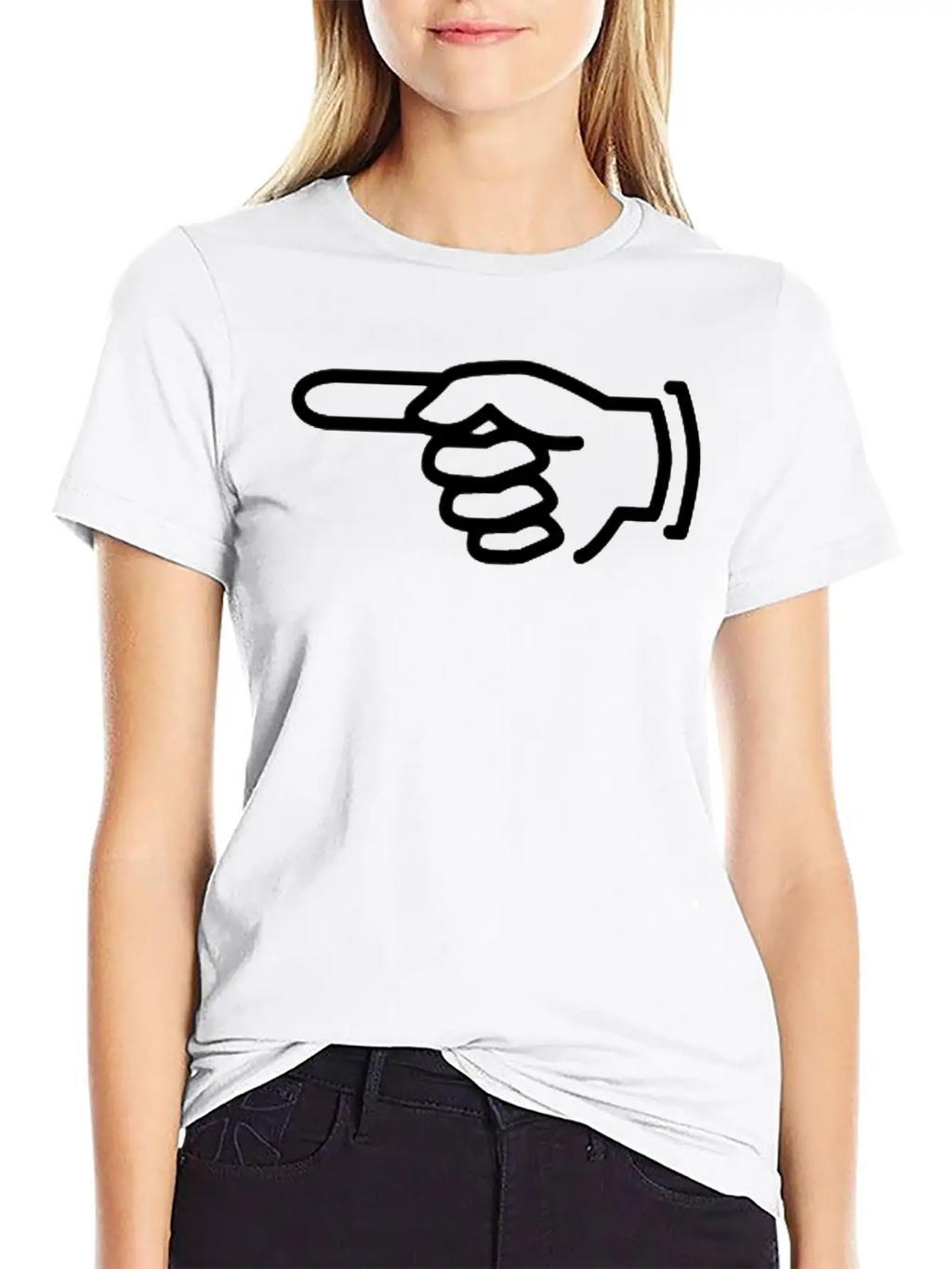 Black Pointer Finger Arrow Left Stylish Everyday T-Shirt – Unisex Basic Cotton Tee