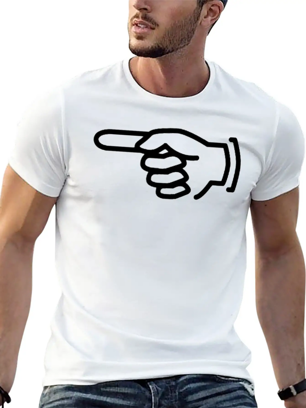 Black Pointer Finger Arrow Left Stylish Everyday T-Shirt – Unisex Basic Cotton Tee