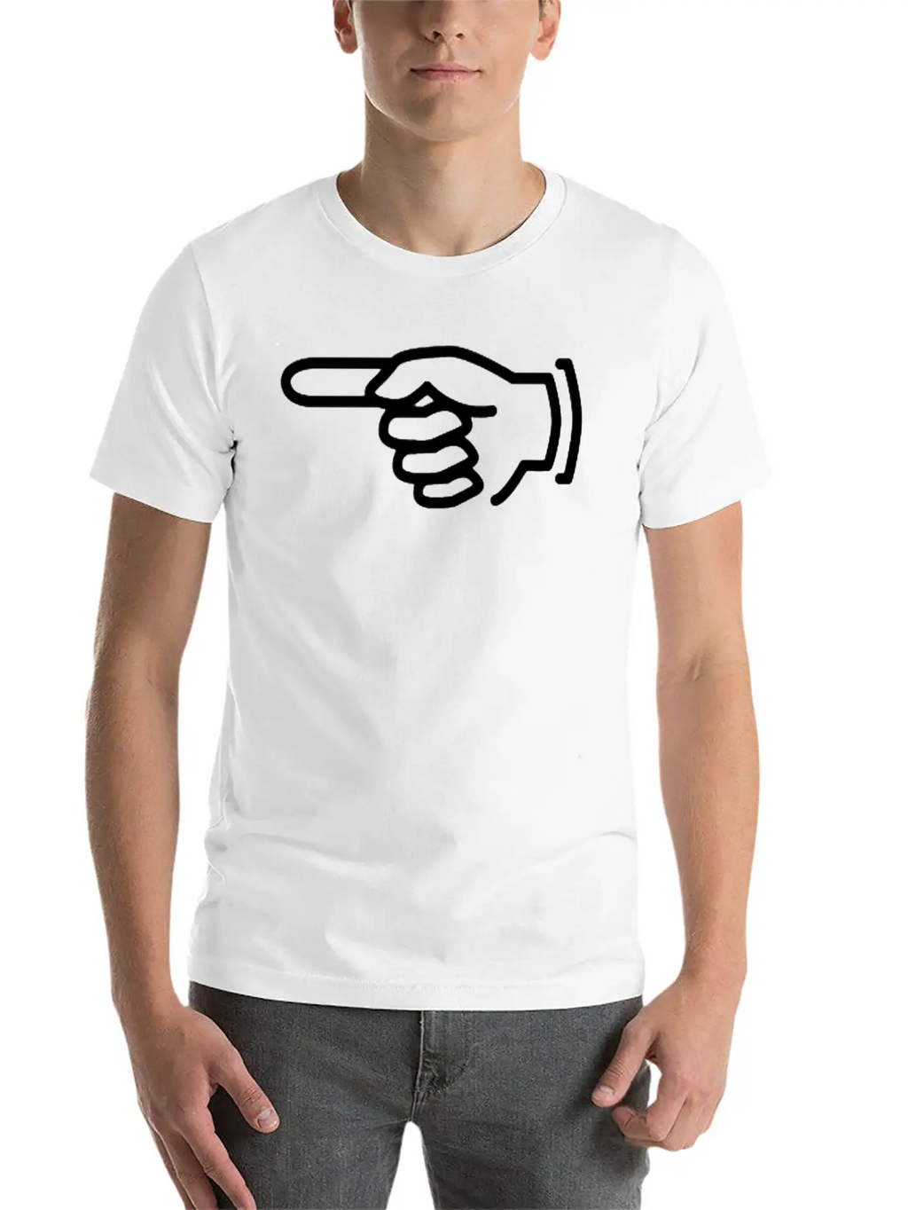 Black Pointer Finger Arrow Left Stylish Everyday T-Shirt – Unisex Basic Cotton Tee