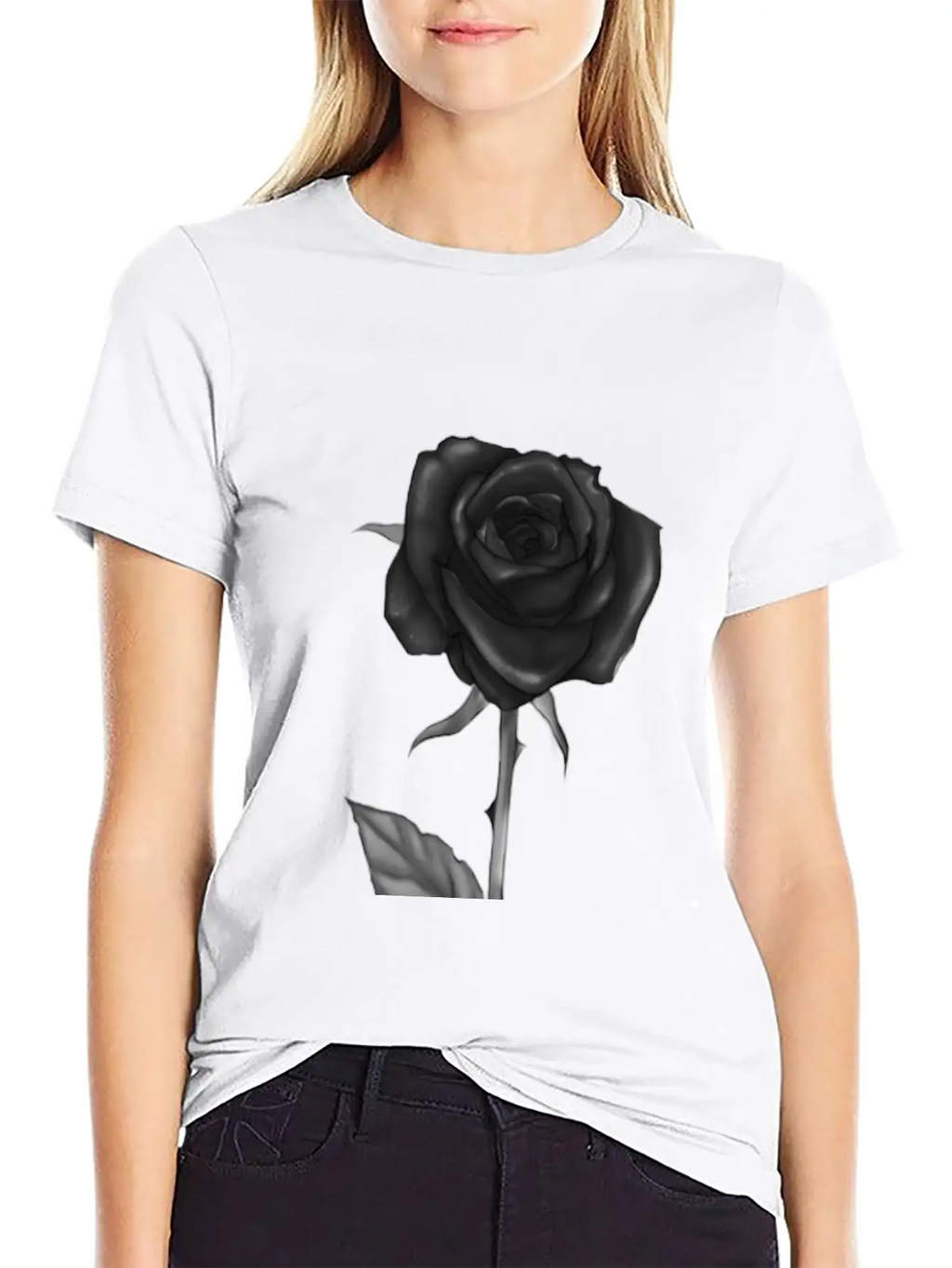 Black Rose Darkness Flower Dark Love Unisex Casual T-Shirt – Clean Design For Daily Comfort