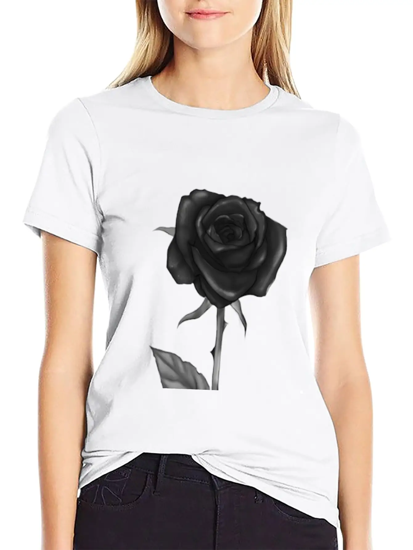 Black Rose Darkness Flower Dark Love Unisex Casual T-Shirt – Clean Design For Daily Comfort