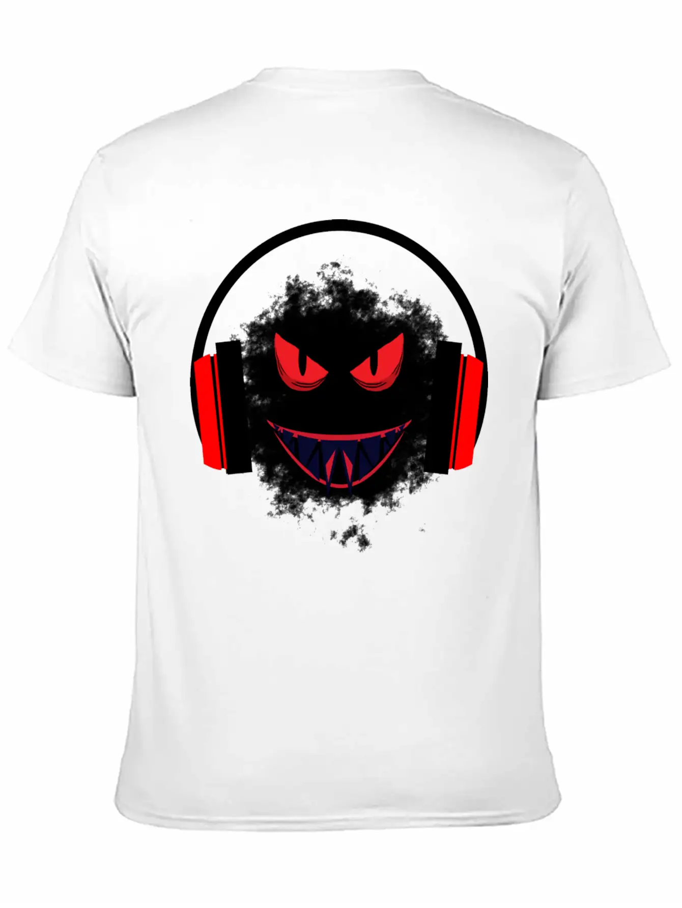 Black Sticker With A Red Face And A Big Headphones Casual Graphic T-Shirt – Simple And Comfortable Daily Wear