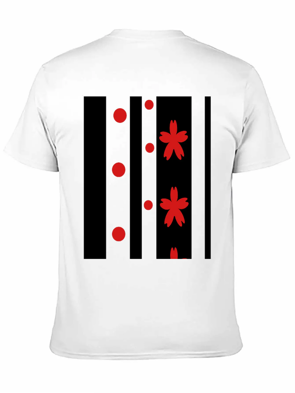 Black Stripes & Red Dots Flowers Classic Fit Graphic Tee For Daily Comfort – Unisex Cotton Shirt