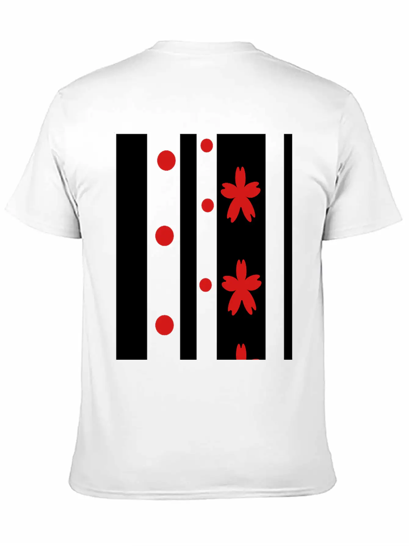 Black Stripes & Red Dots Flowers Classic Fit Graphic Tee For Daily Comfort – Unisex Cotton Shirt