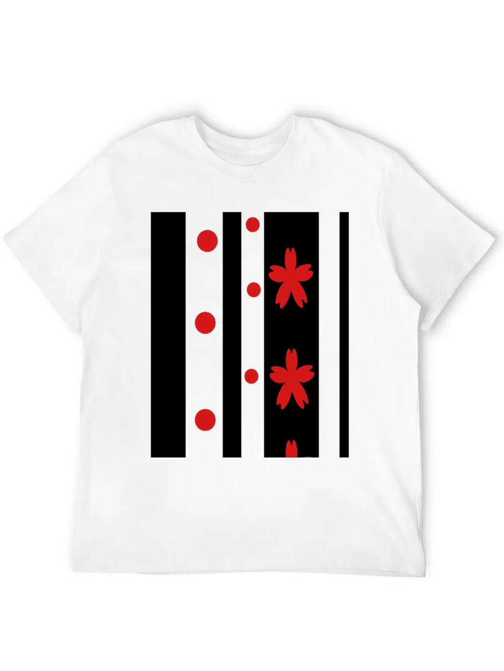 Black Stripes & Red Dots Flowers Classic Fit Graphic Tee For Daily Comfort – Unisex Cotton Shirt