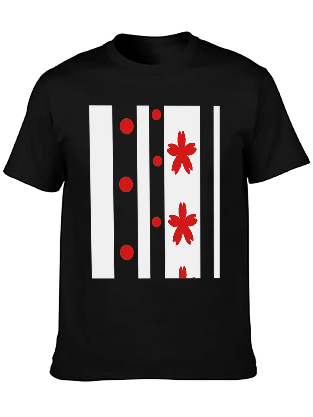 Black Stripes & Red Dots Flowers Classic Fit Graphic Tee For Daily Comfort – Unisex Cotton Shirt