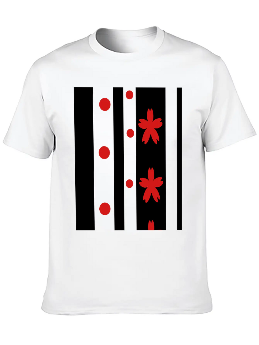 Black Stripes & Red Dots Flowers Classic Fit Graphic Tee For Daily Comfort – Unisex Cotton Shirt