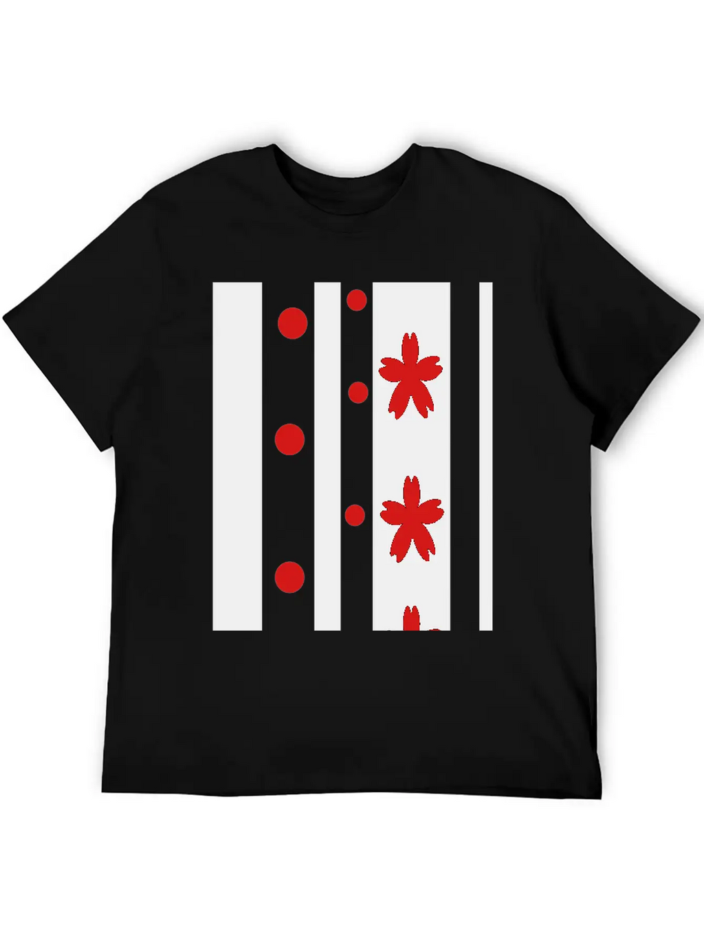 Black Stripes & Red Dots Flowers Classic Fit Graphic Tee For Daily Comfort – Unisex Cotton Shirt