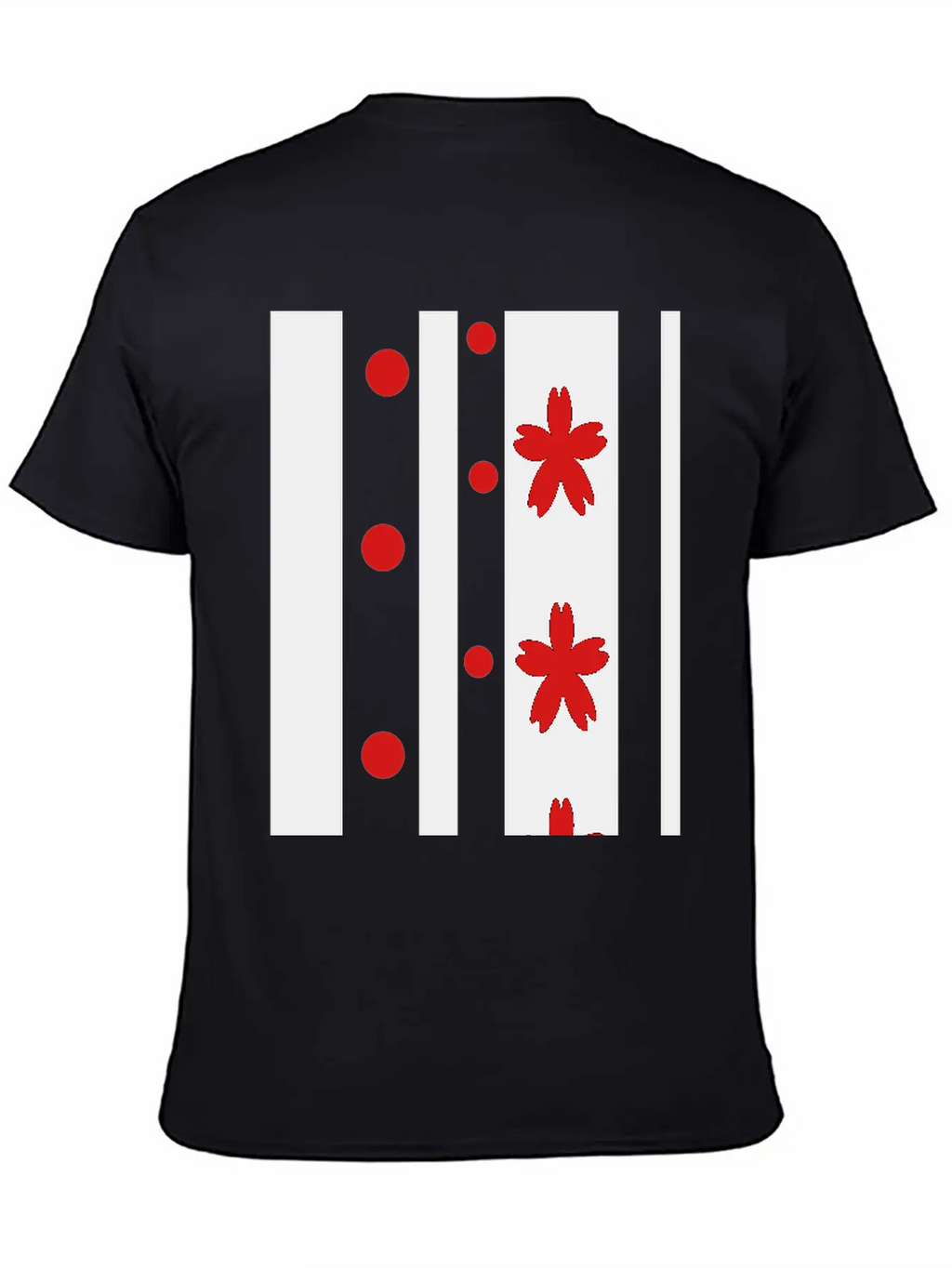 Black Stripes & Red Dots Flowers Classic Fit Graphic Tee For Daily Comfort – Unisex Cotton Shirt