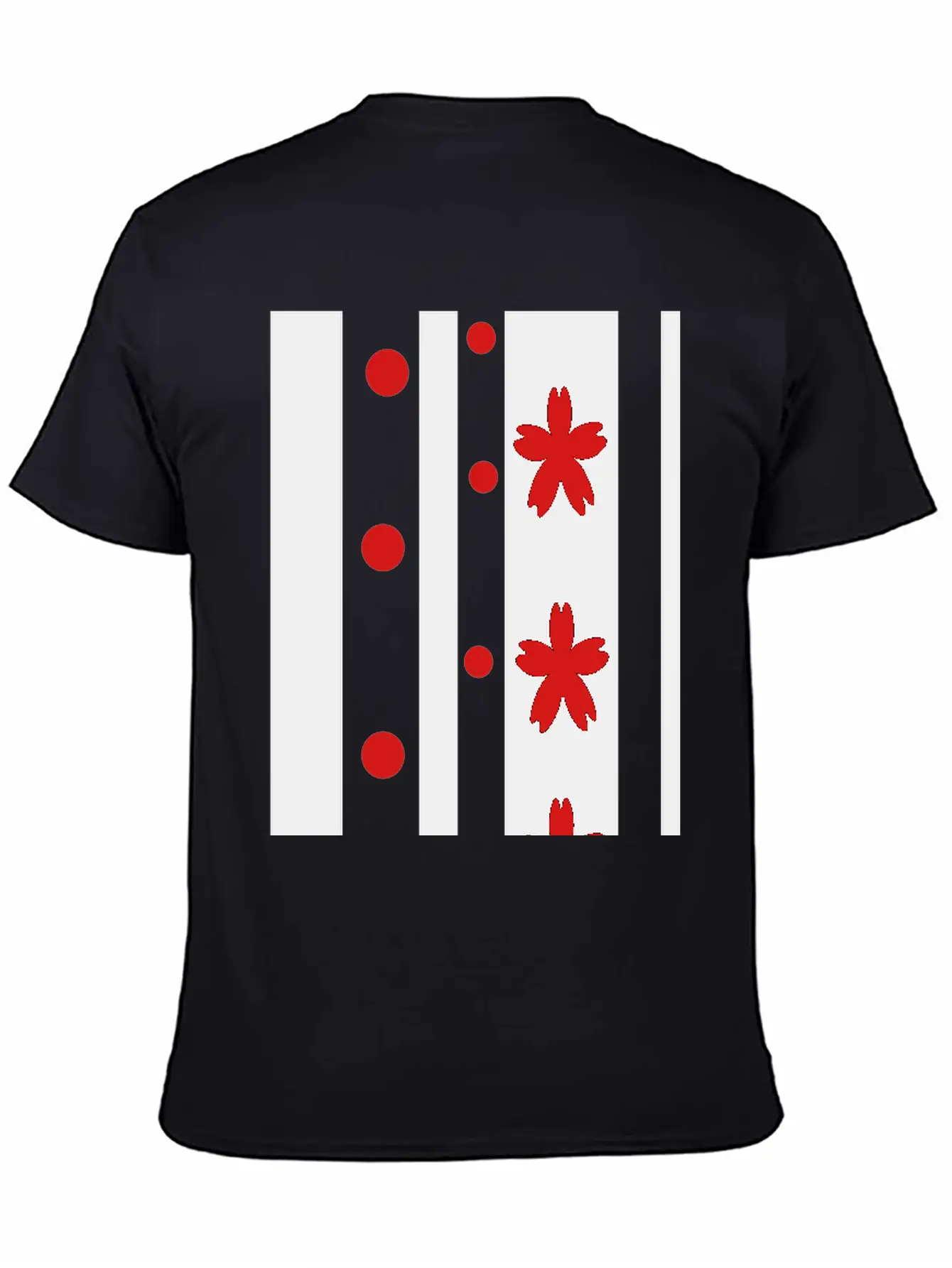 Black Stripes & Red Dots Flowers Classic Fit Graphic Tee For Daily Comfort – Unisex Cotton Shirt