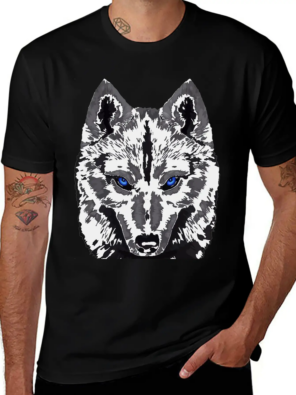 Black Wolf FaceGift Tee Unisex Short Sleeve Soft Cotton T-Shirt – Casual Everyday Wear