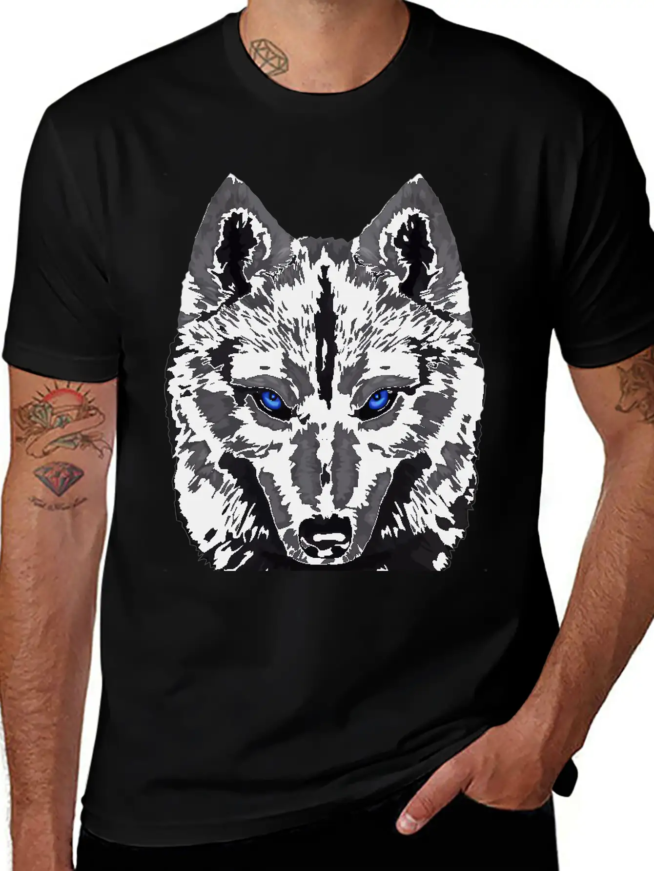 Black Wolf FaceGift Tee Unisex Short Sleeve Soft Cotton T-Shirt – Casual Everyday Wear